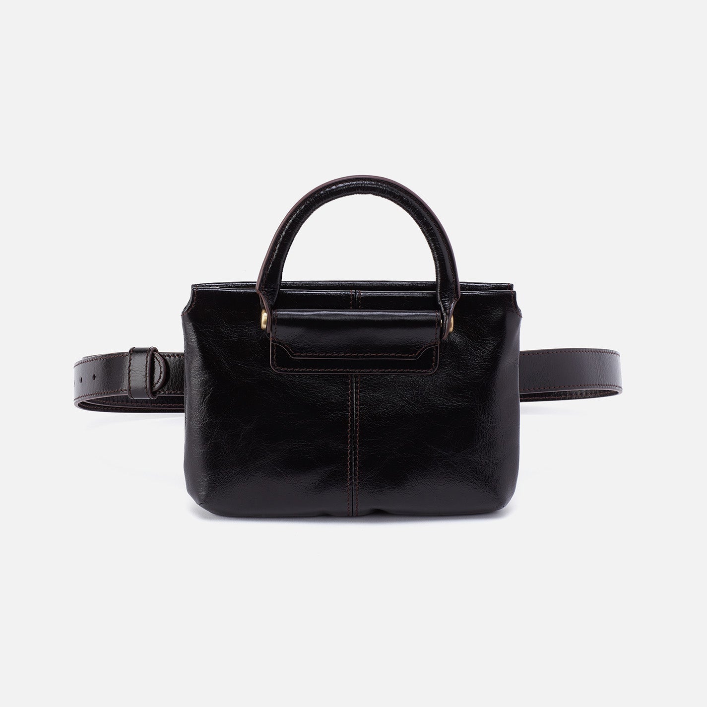 Sheila Belt Bag In Polished Leather – Black