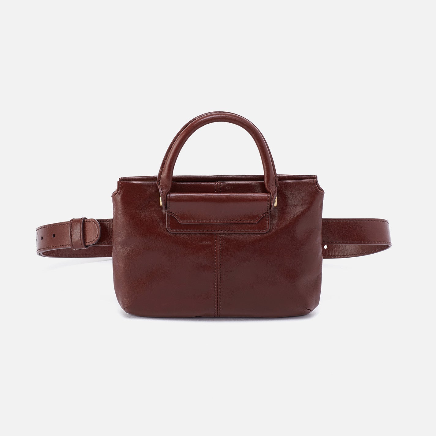 Sheila Belt Bag In Polished Leather – Chocolate