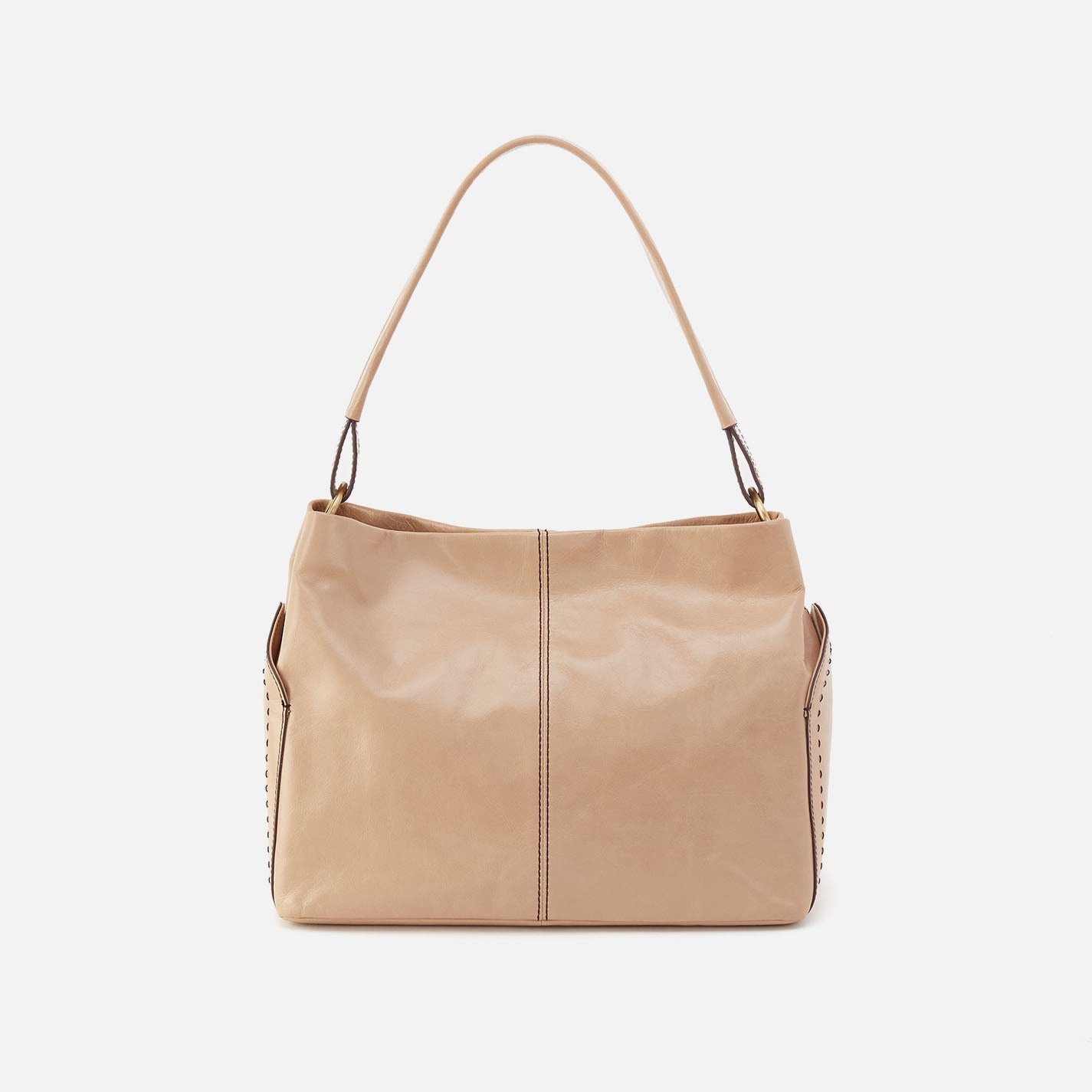 Seneca Shoulder Bag In Polished Leather – Sand