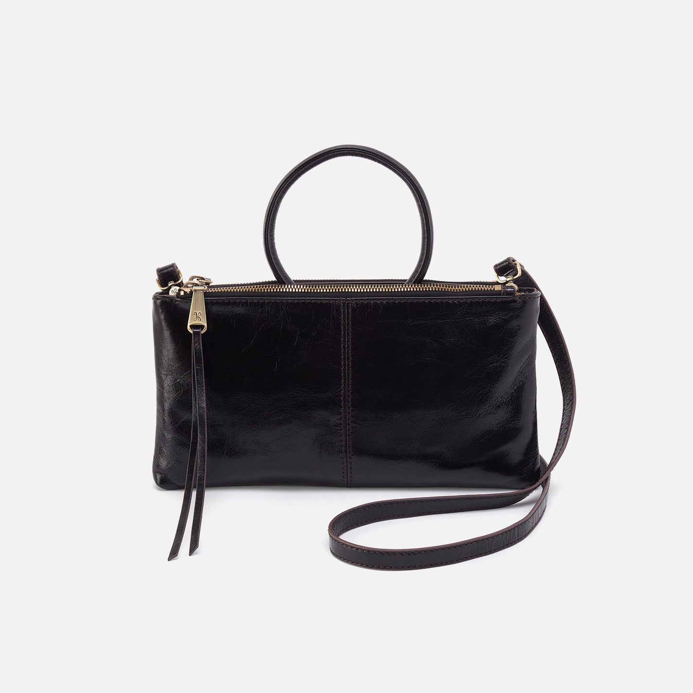 Sable Crossbody in Polished Leather – Black