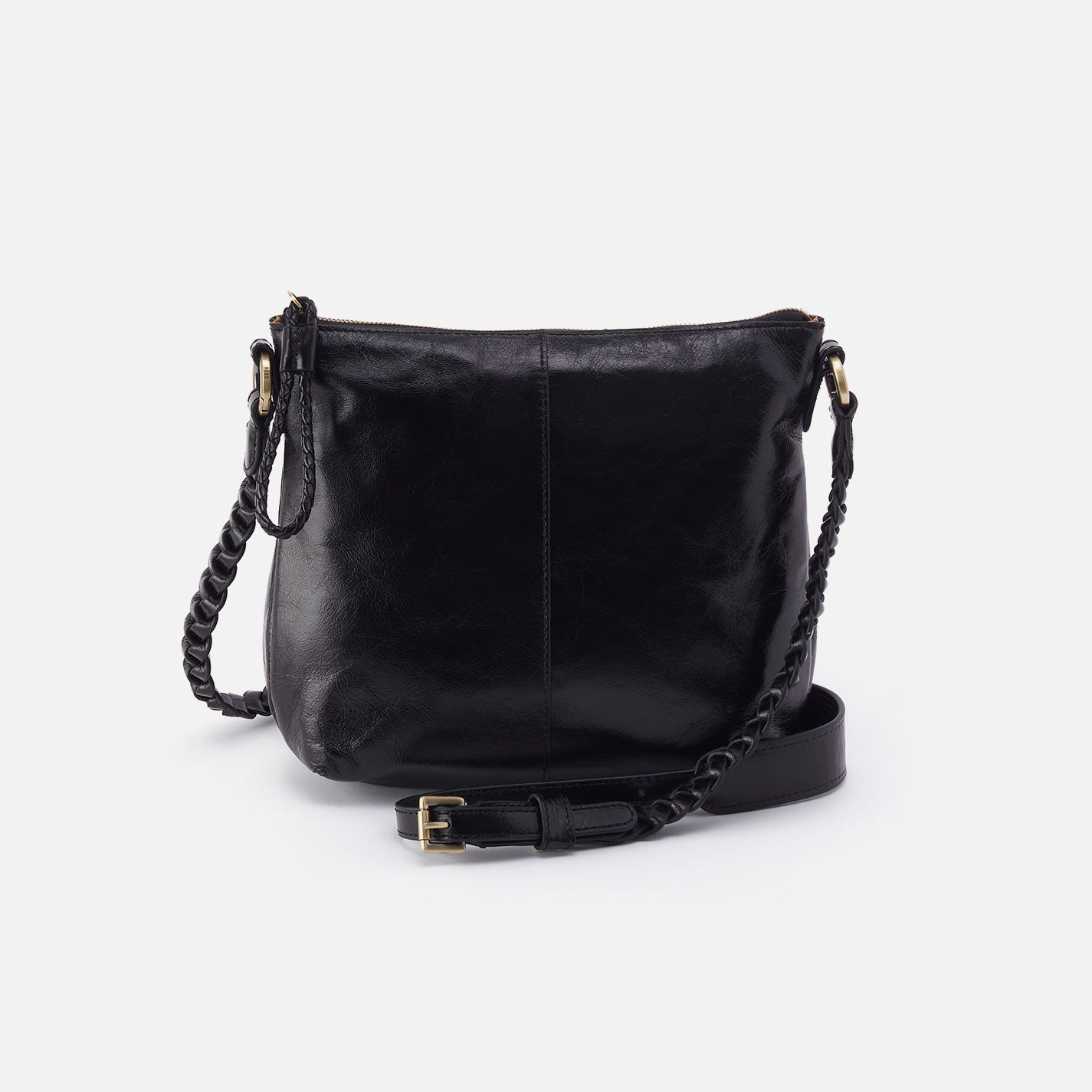 Lasso Medium Crossbody in Polished Leather – Black