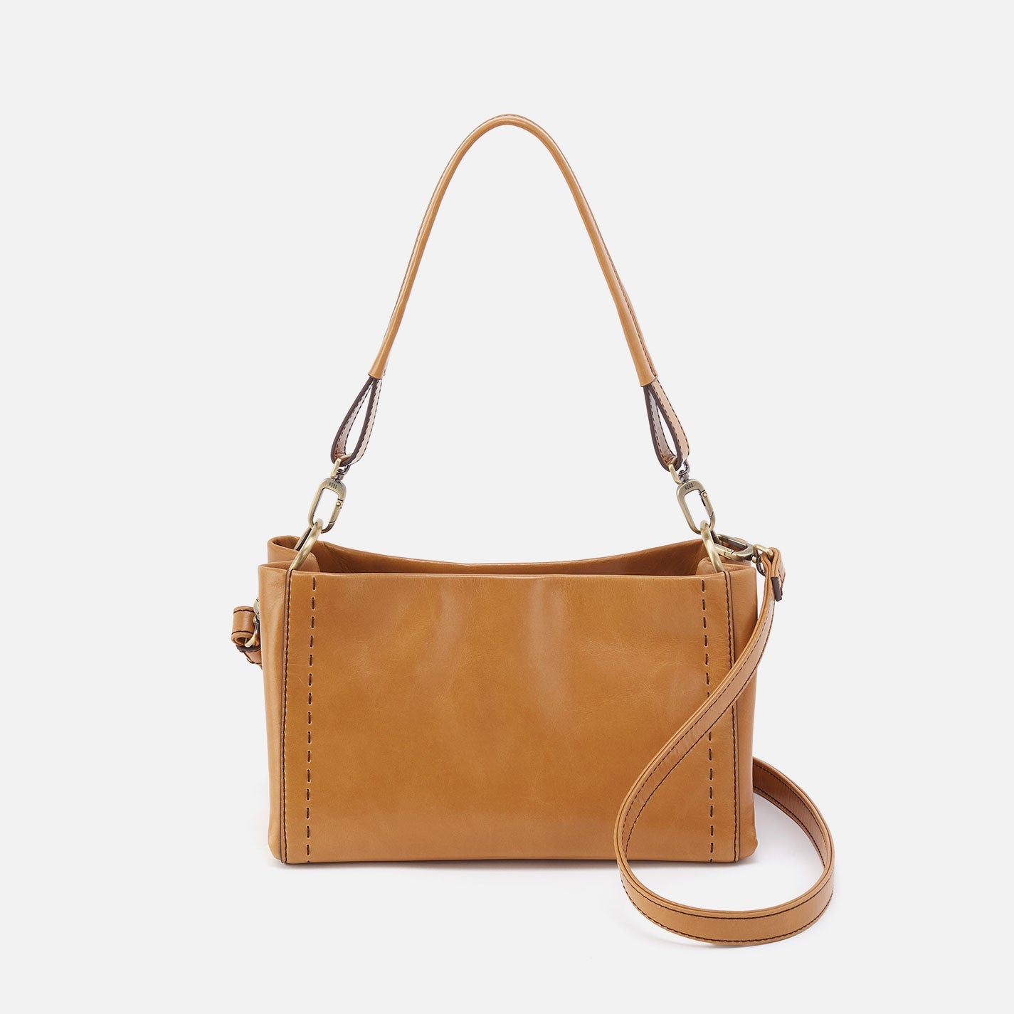 Seneca Shoulder Crossbody In Polished Leather – Natural