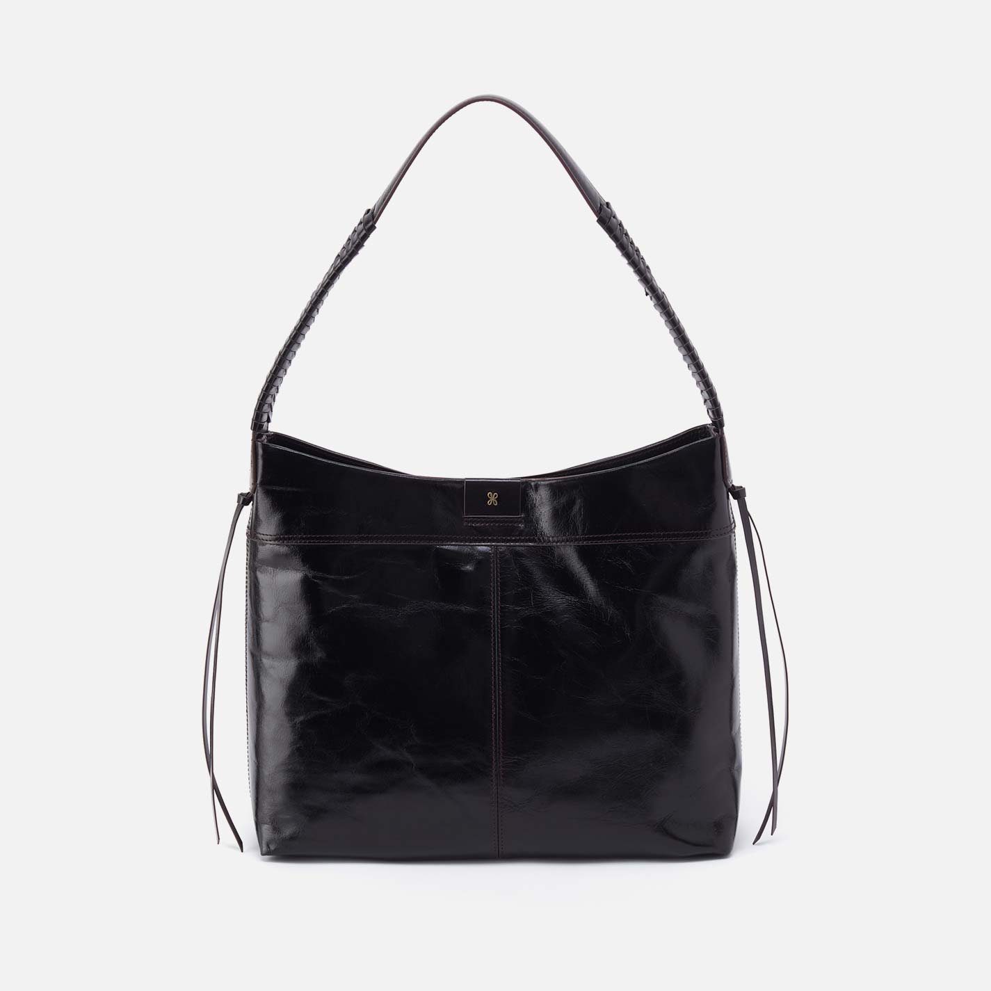 Romy Hobo in Polished Leather – Black