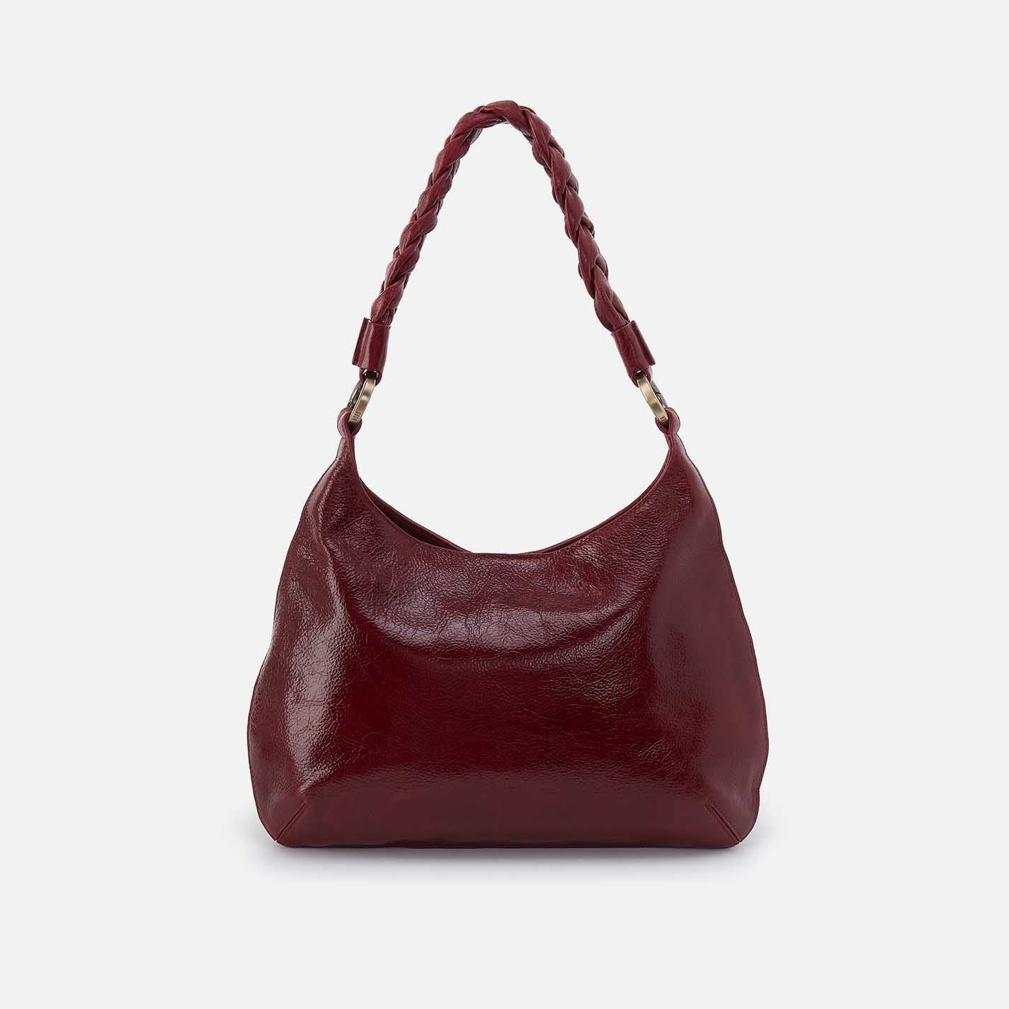 Madison Shoulder in Aniline Gloss Leather – Garnet Gloss