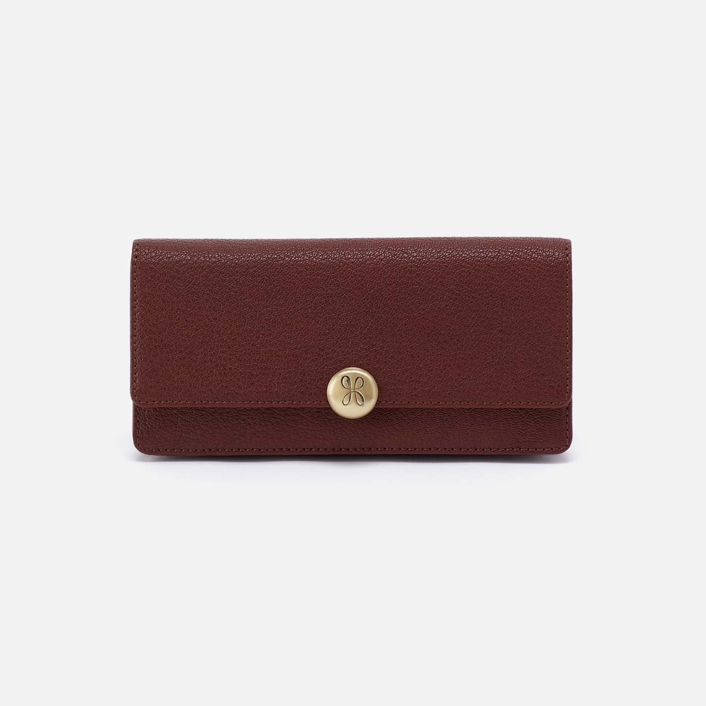 Hutton Large Wallet in Micrograin Leather – Brown Bear