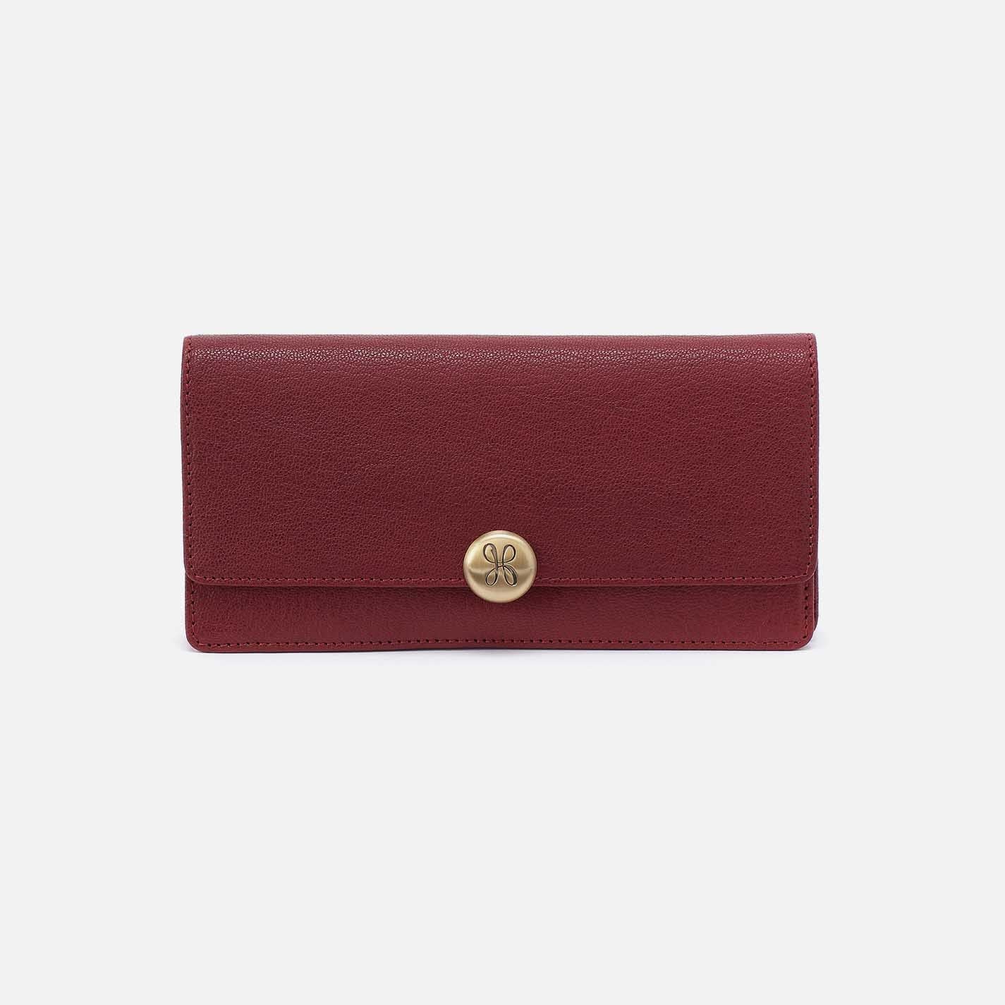 Hutton Large Wallet in Micrograin Leather – Red Dahlia