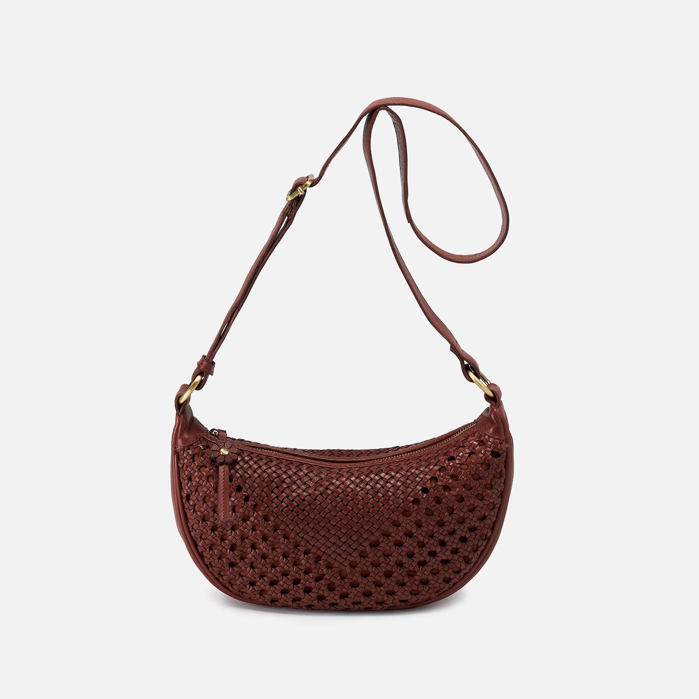 Hazel Sling In Woven Leather – Chestnut