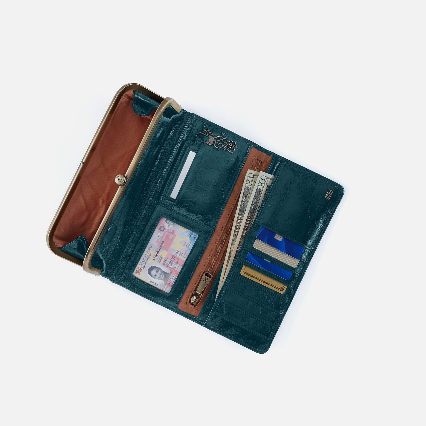 Rachel Continental Wallet in Polished Leather – Wild Bluegrass - HOBO