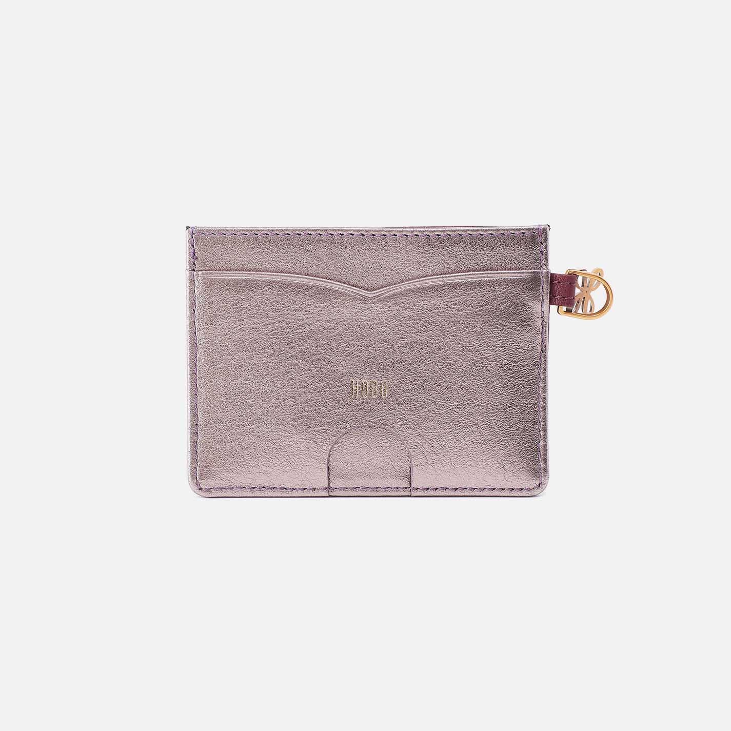 Charmed Card Case in Pebbled Leather – Mulberry Glaze - HOBO