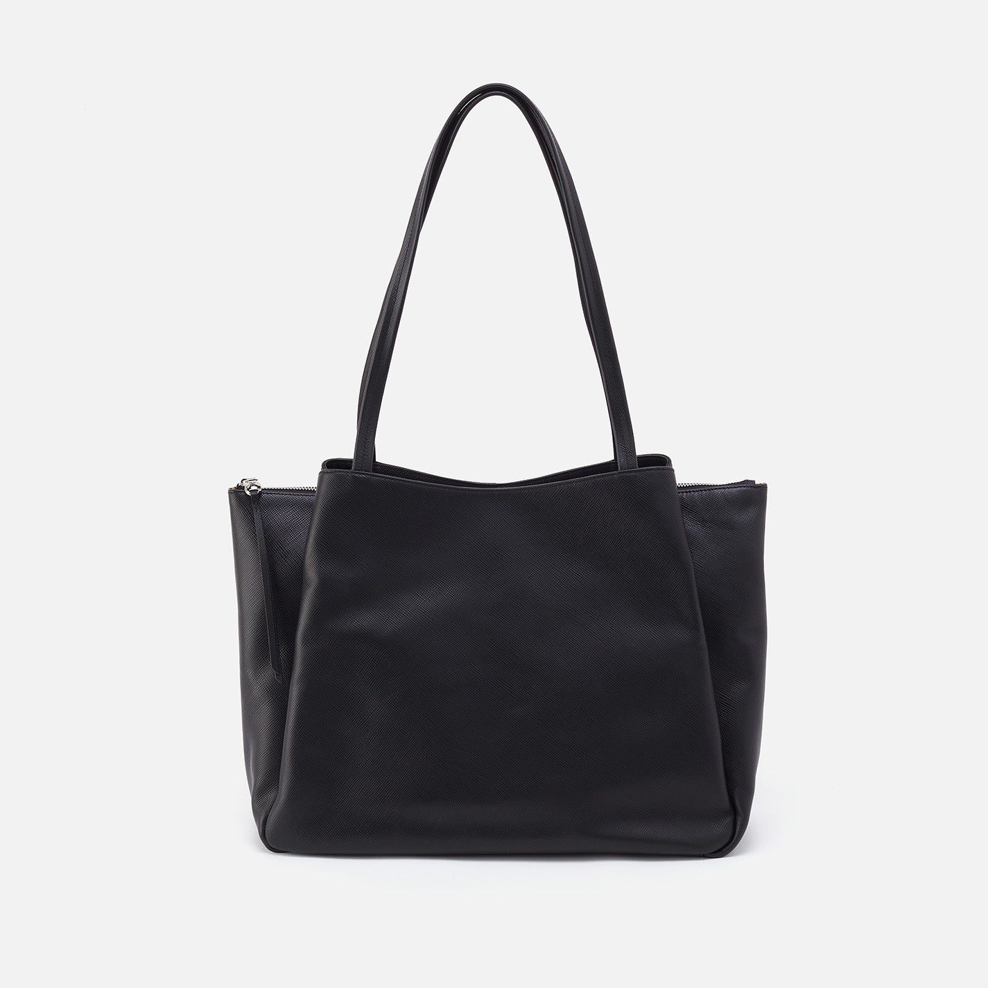 Essential Large Tote In Soft Saffiano Leather – Black - HOBO