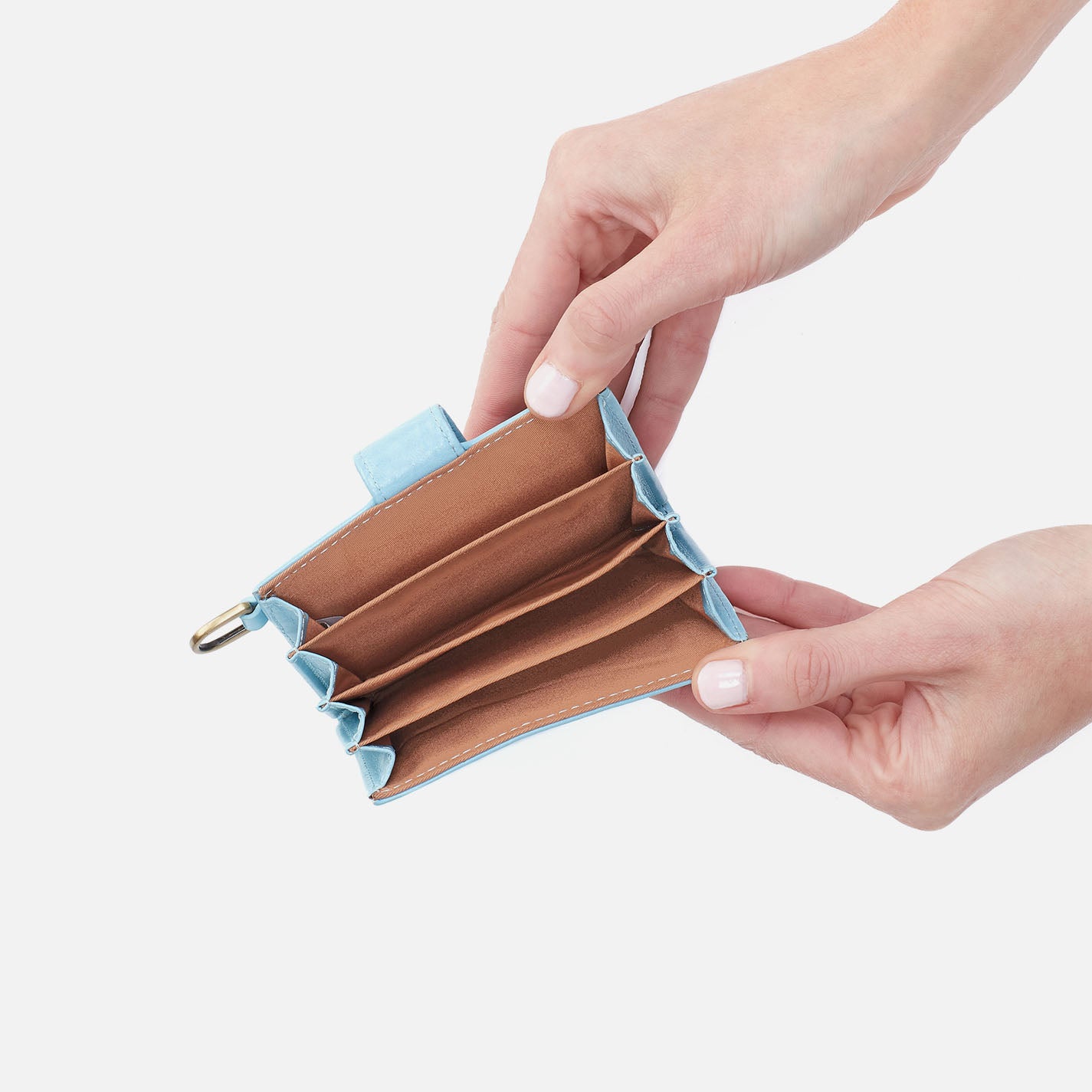 Jean Accordion Card Case In Polished Leather – Stratosphere - HOBO