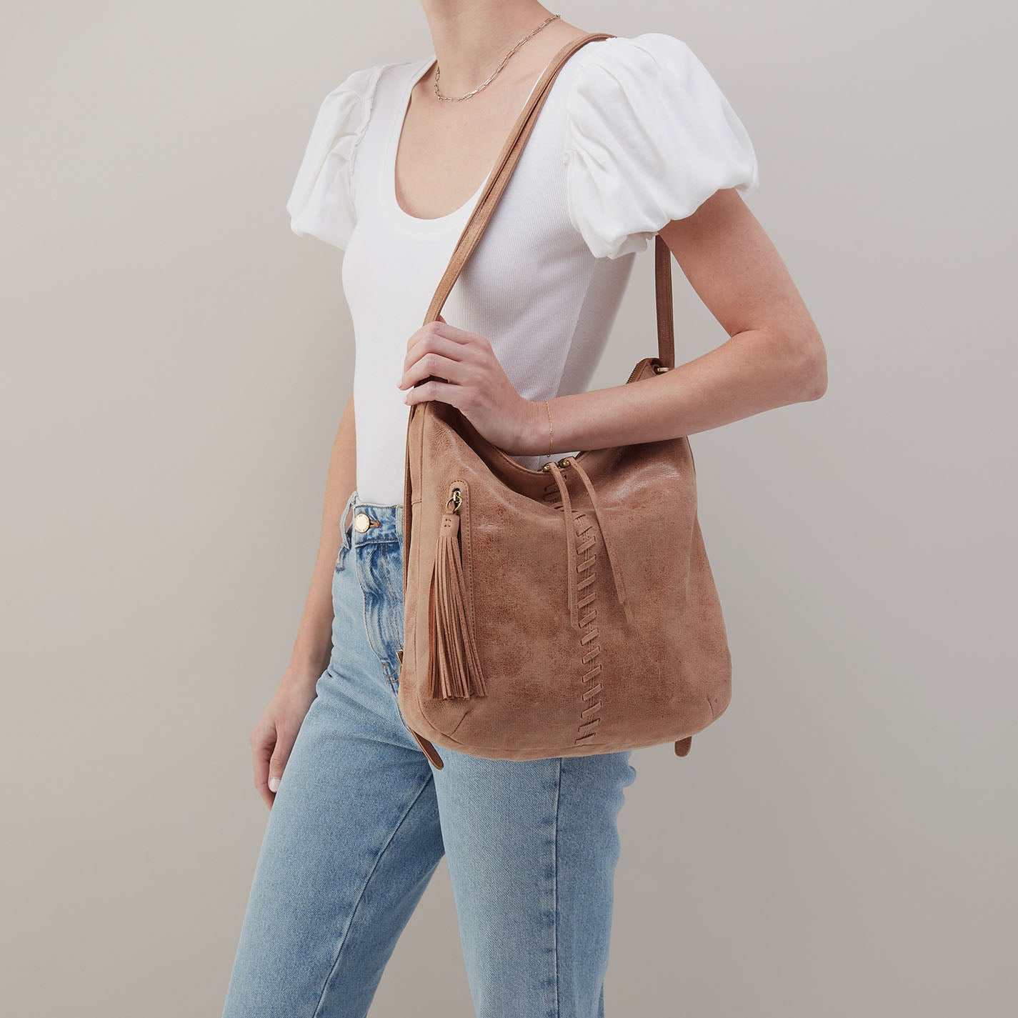 Merrin Convertible Backpack In Buffed Leather – Hazel - HOBO