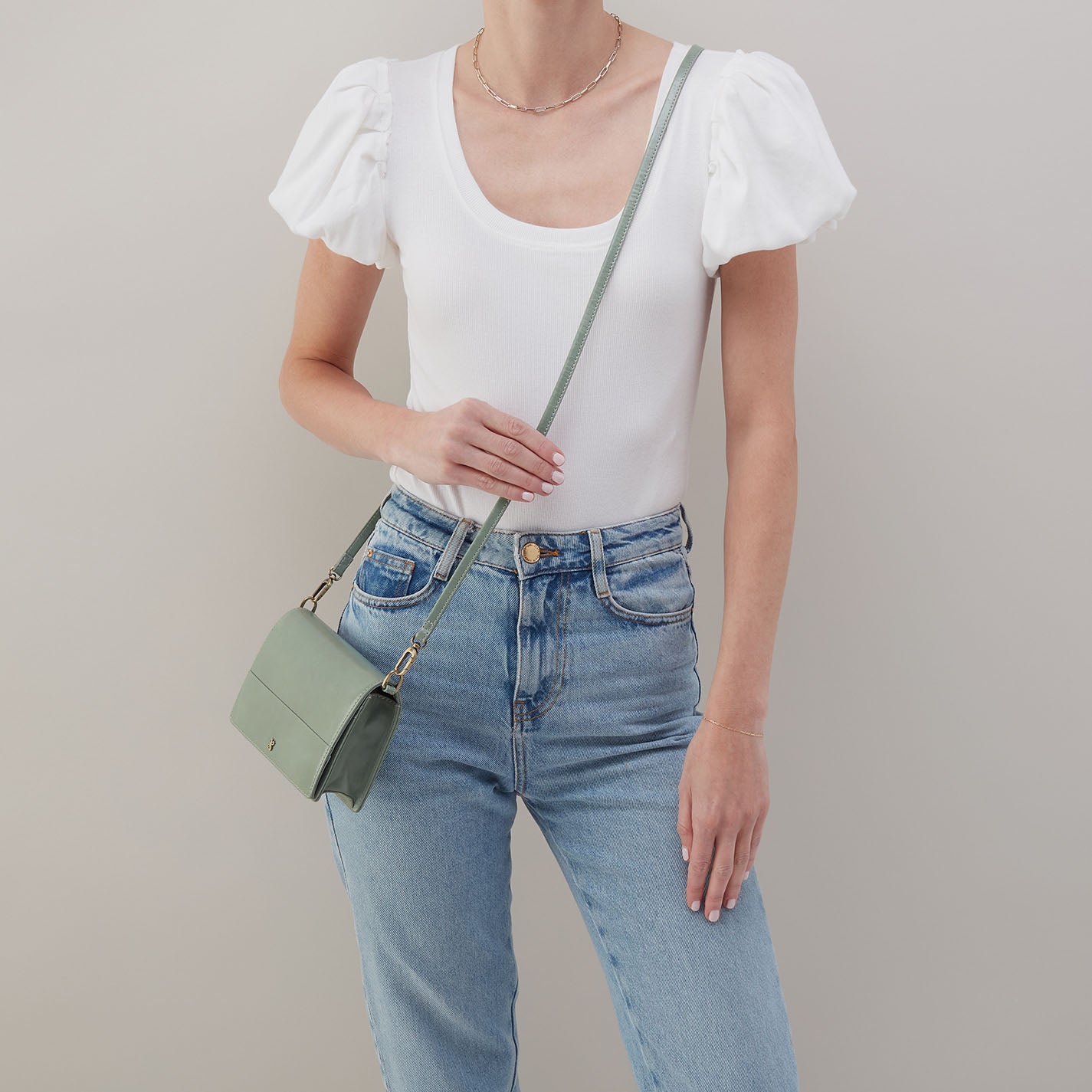 Jill Crossbody In Polished Leather – Jade - HOBO