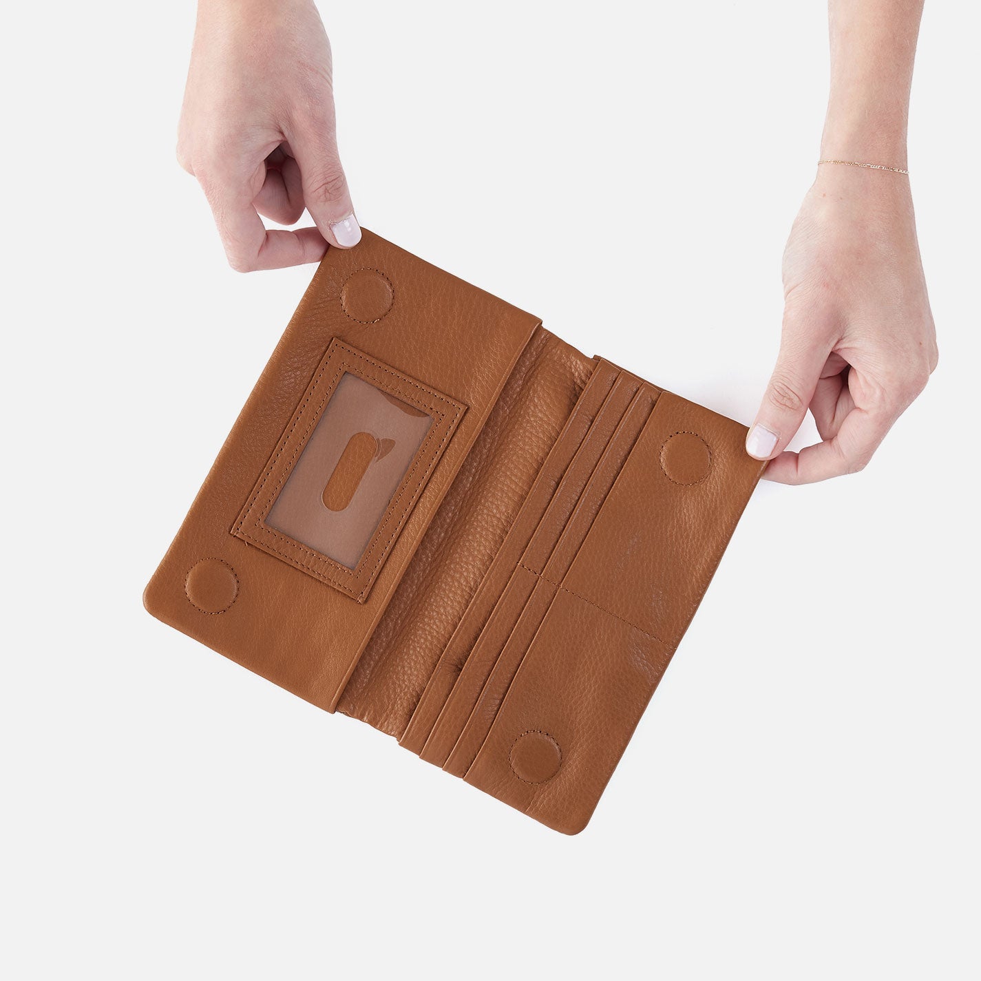 Lumen Continental Wallet in Pebbled Leather – Warm Honey - HOBO