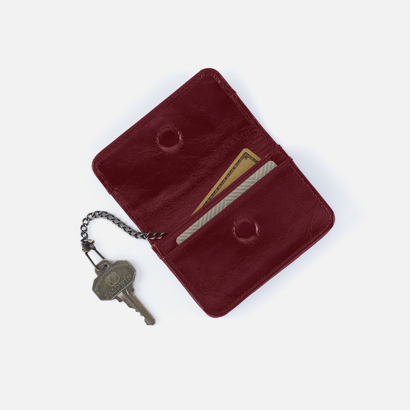 Jill Flap Card Case in Polished Leather – Saddleberry - HOBO