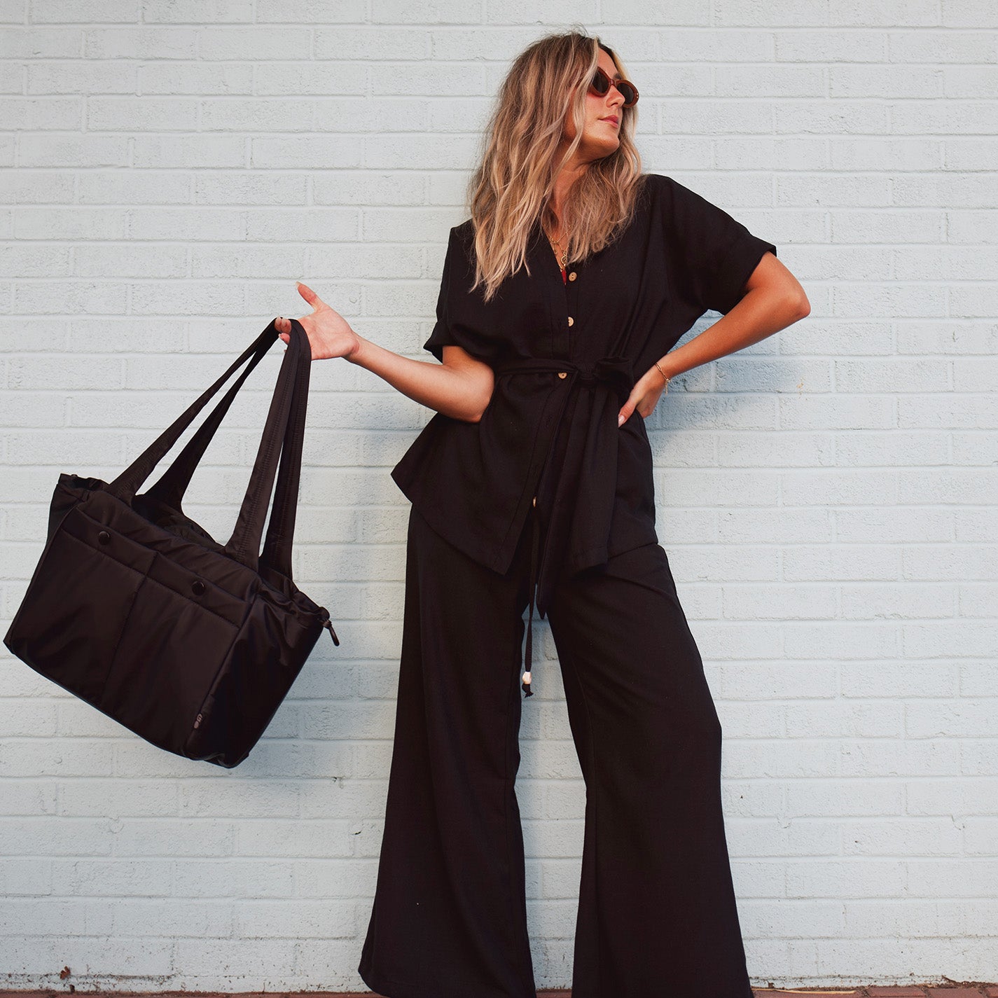ALL IN ONE Tote in CaRefiber recycled nylon – Jet - HOBO