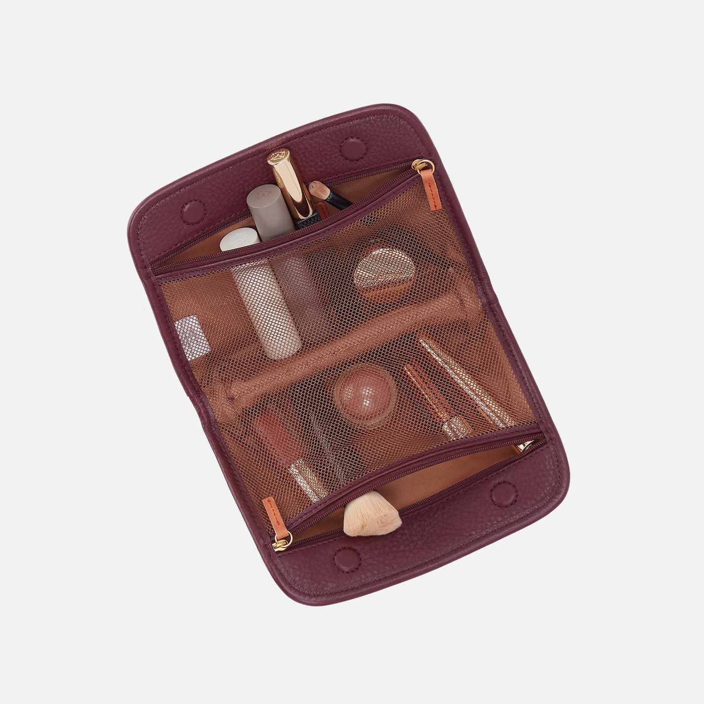 Beauty Cosmetic Pouch in Pebbled Leather – Mulberry Glaze - HOBO