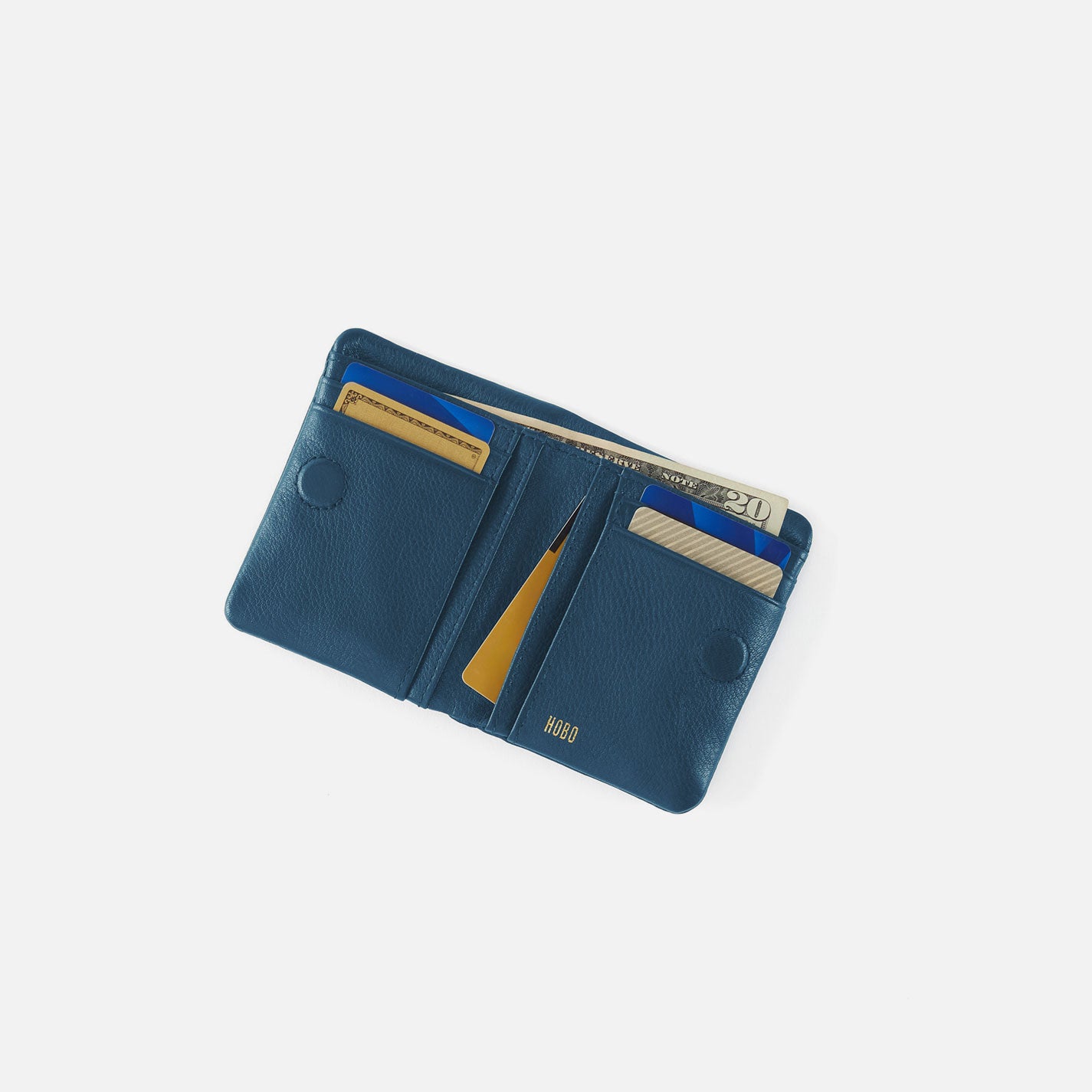 Lumen Mini Wallet in Pebbled Leather – Peacock Feather - HOBO