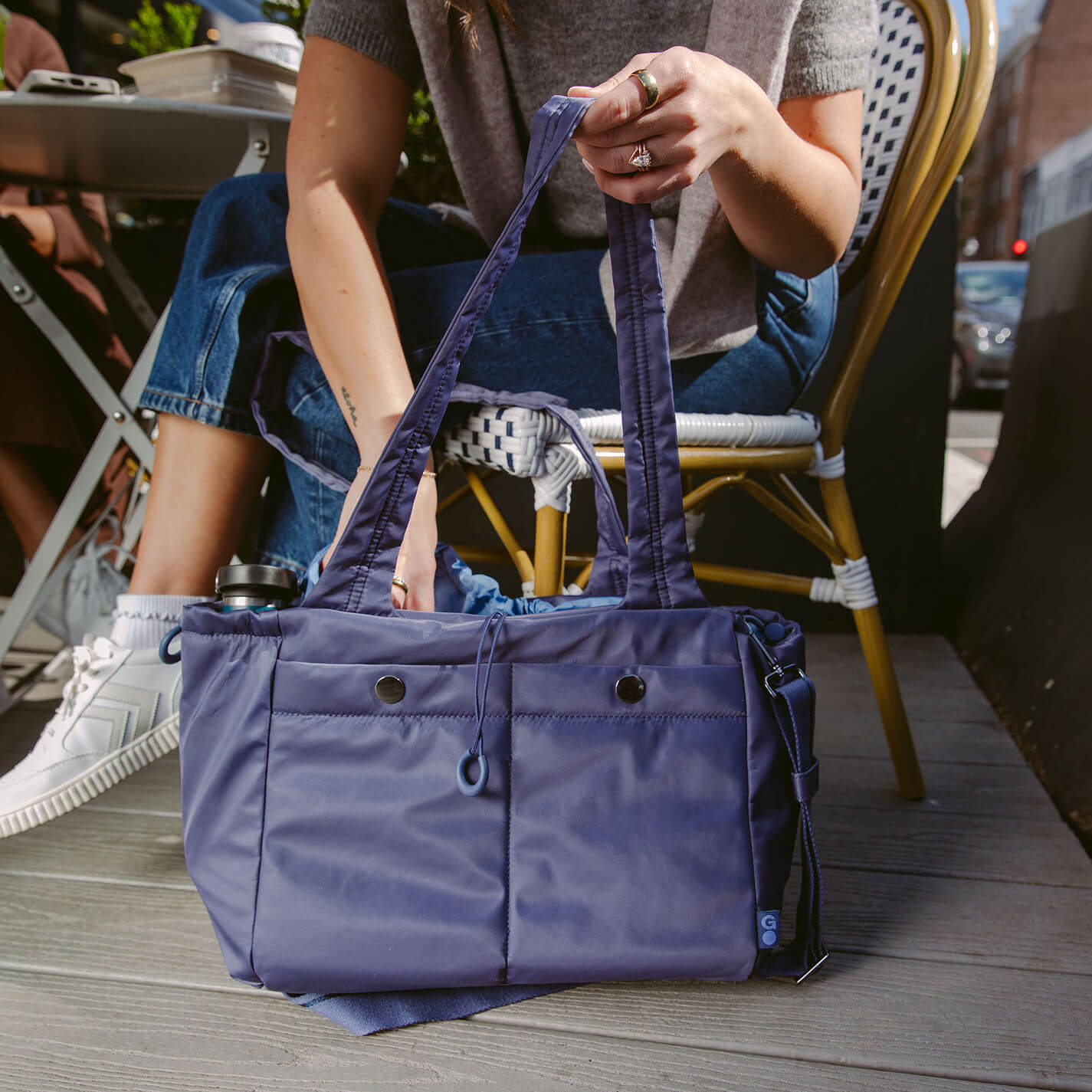 ALL IN ONE Tote in CaRefiber recycled nylon – Ocean - HOBO