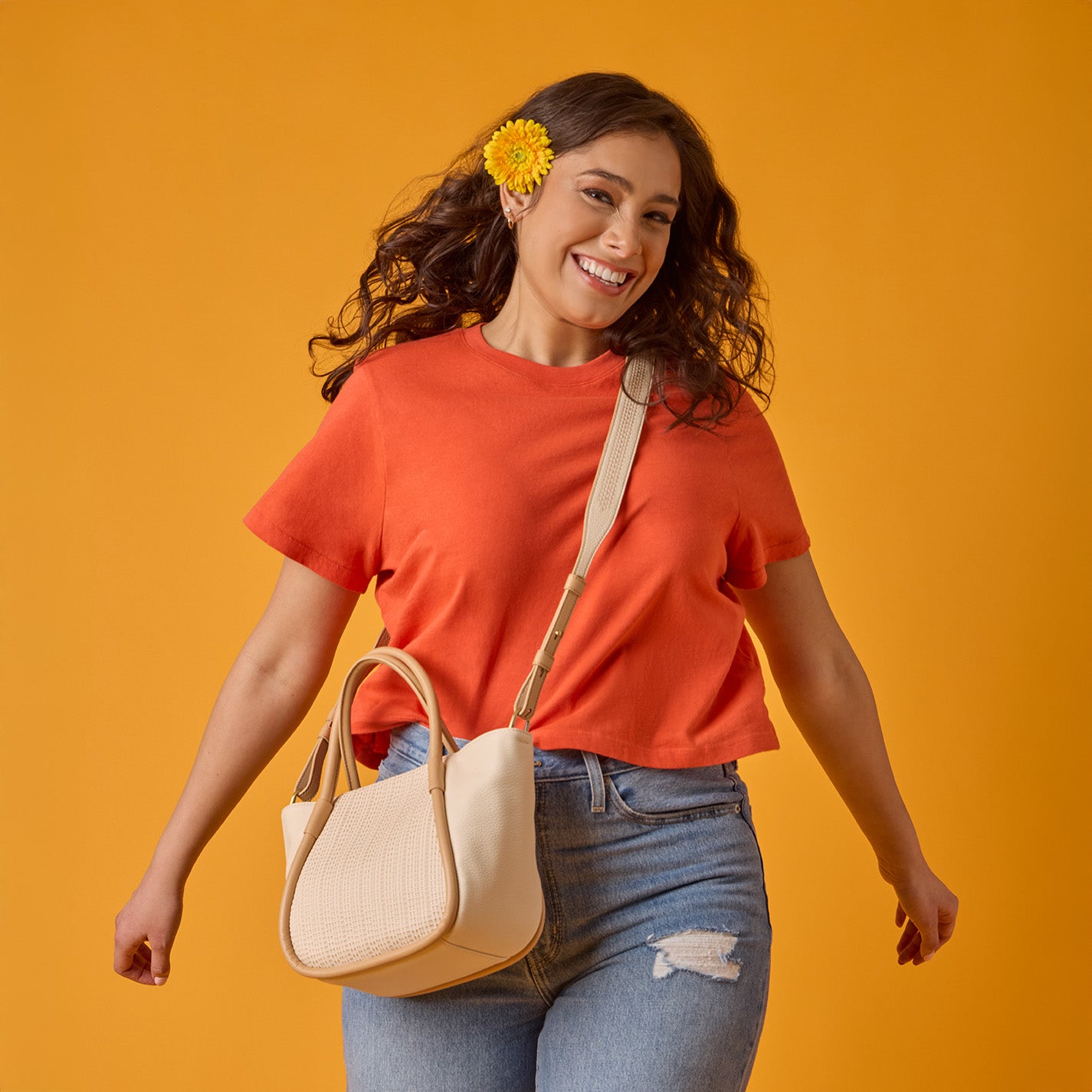Margot Satchel In Pebbled Leather – Cream - HOBO