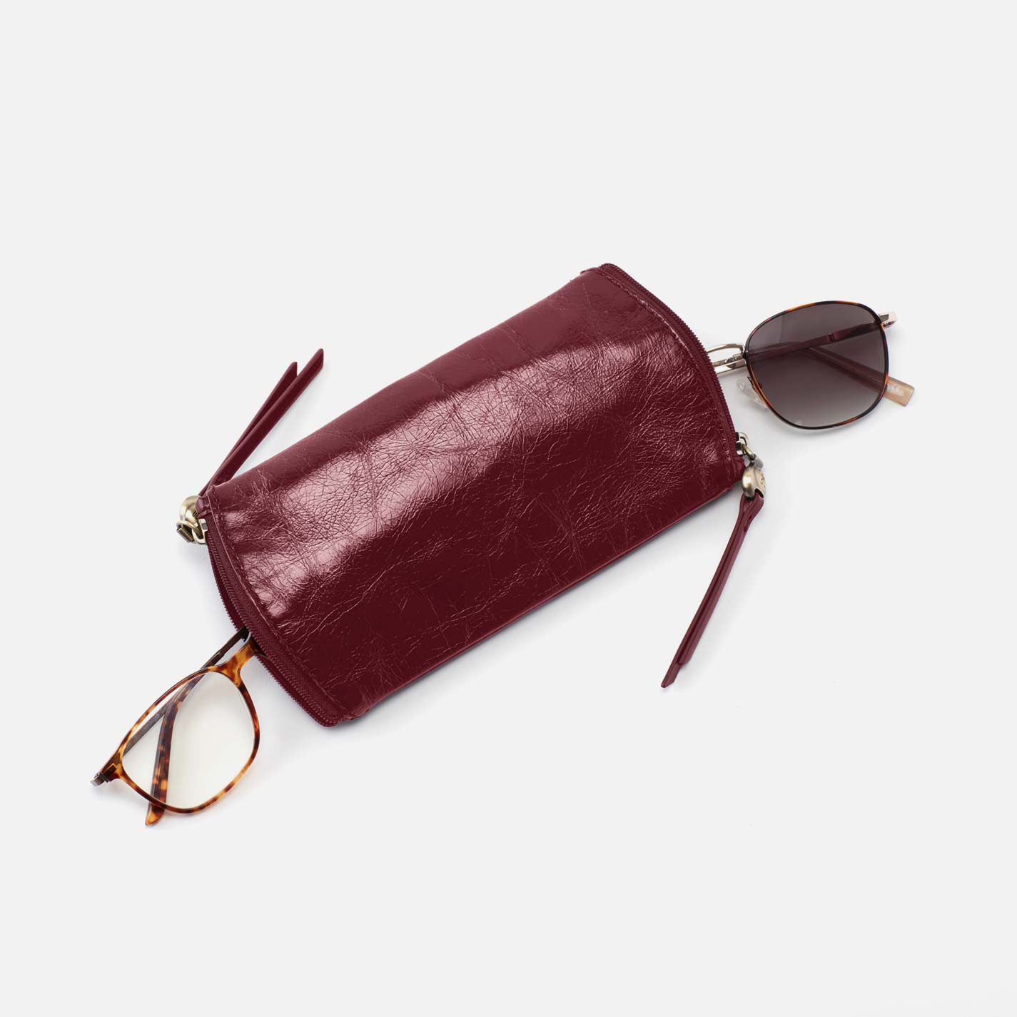 Spark Double Eyeglass Case in Polished Leather – Saddleberry - HOBO