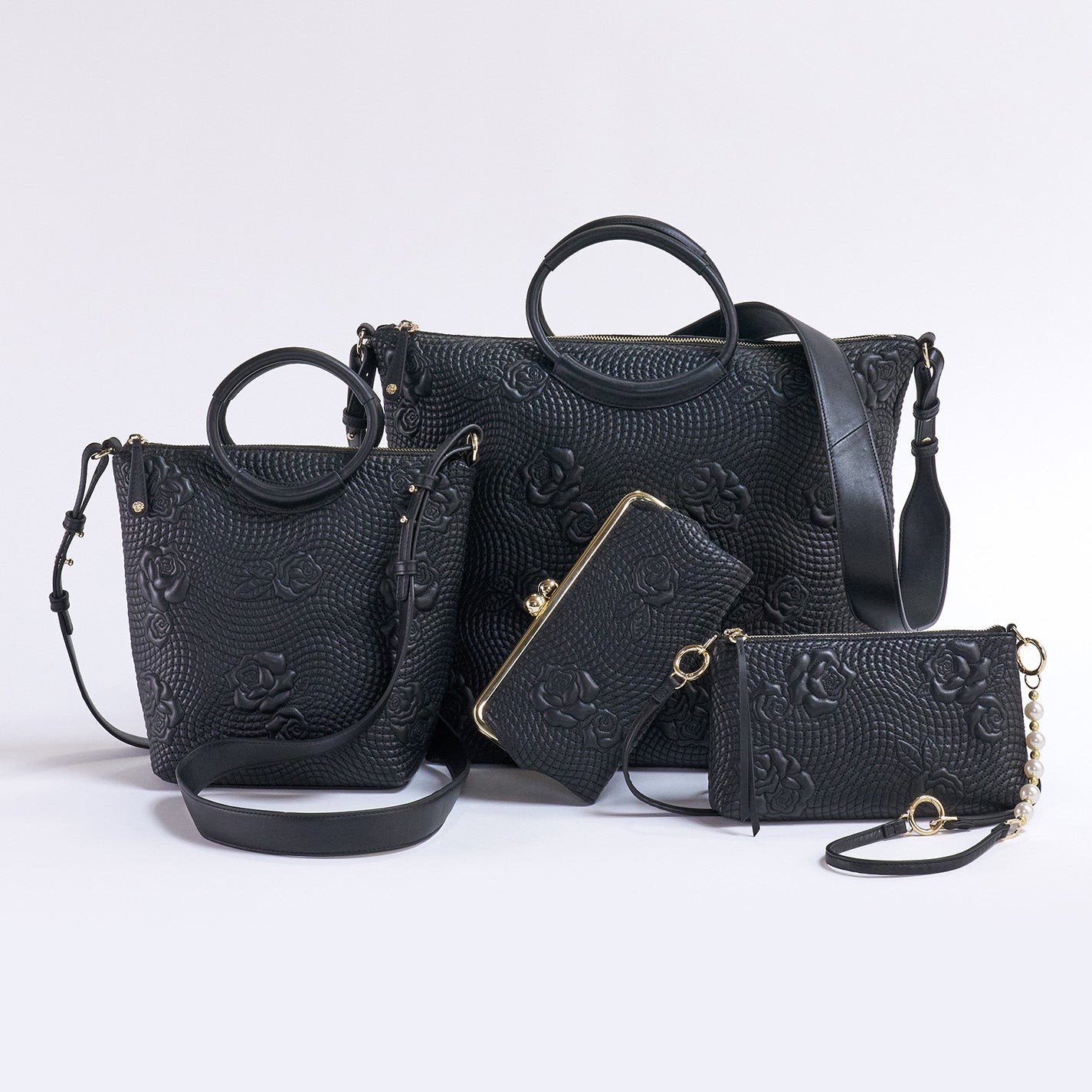 Maggie Crossbody In Smooth Leather – Black Quilted Rose - HOBO