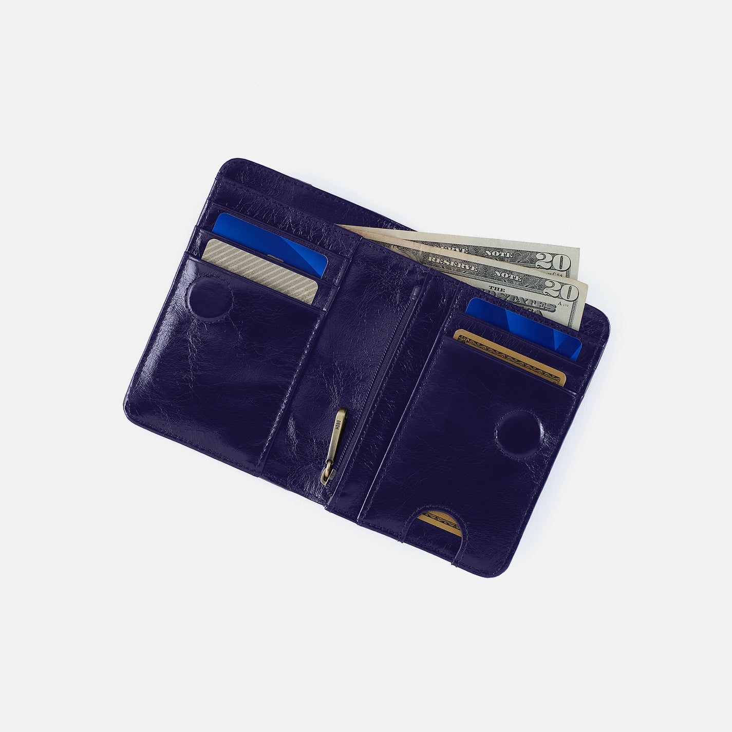 Jill Bifold Wallet in Polished Leather – Winter Violet - HOBO