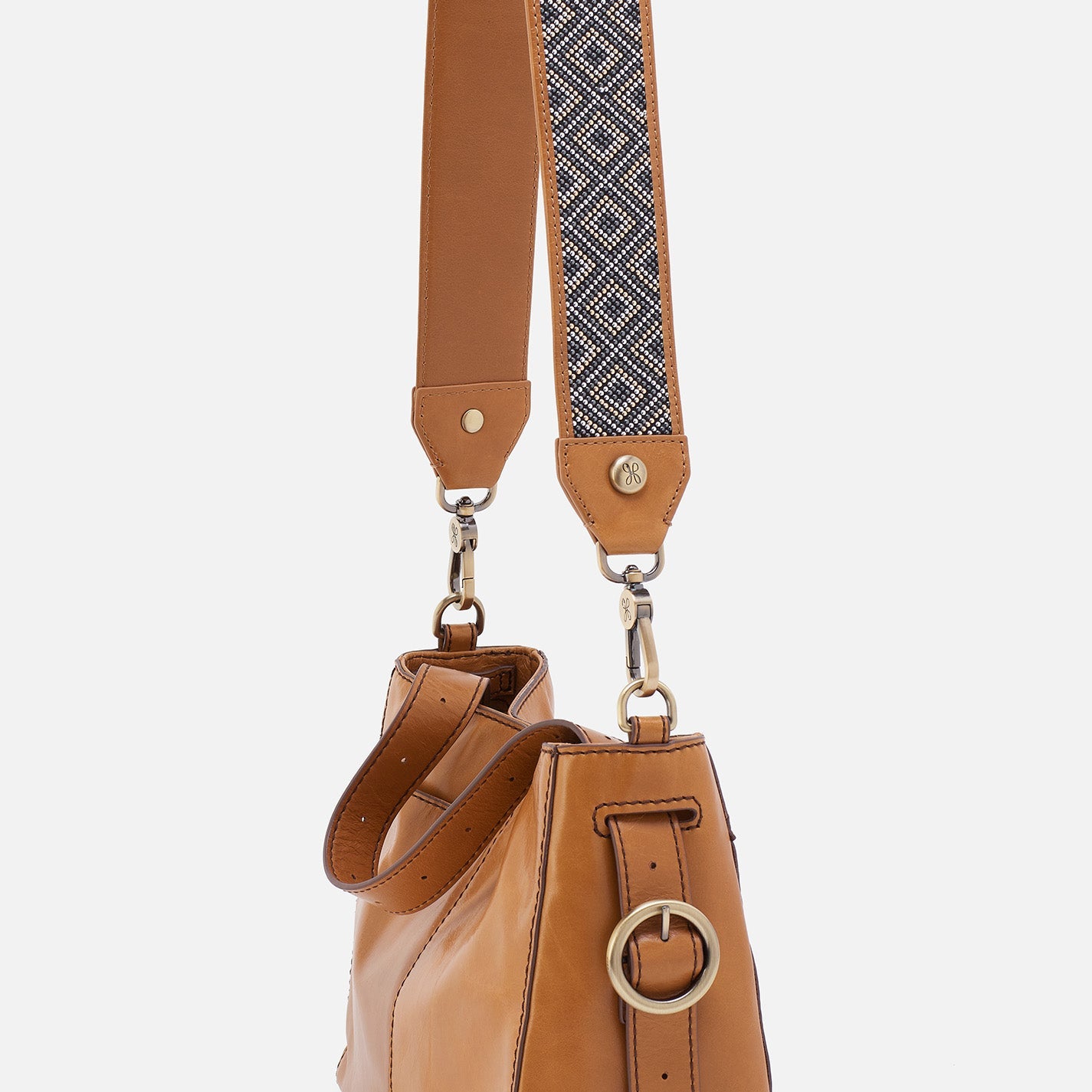 Beaded Guitar Strap in Polished Leather – Natural - HOBO