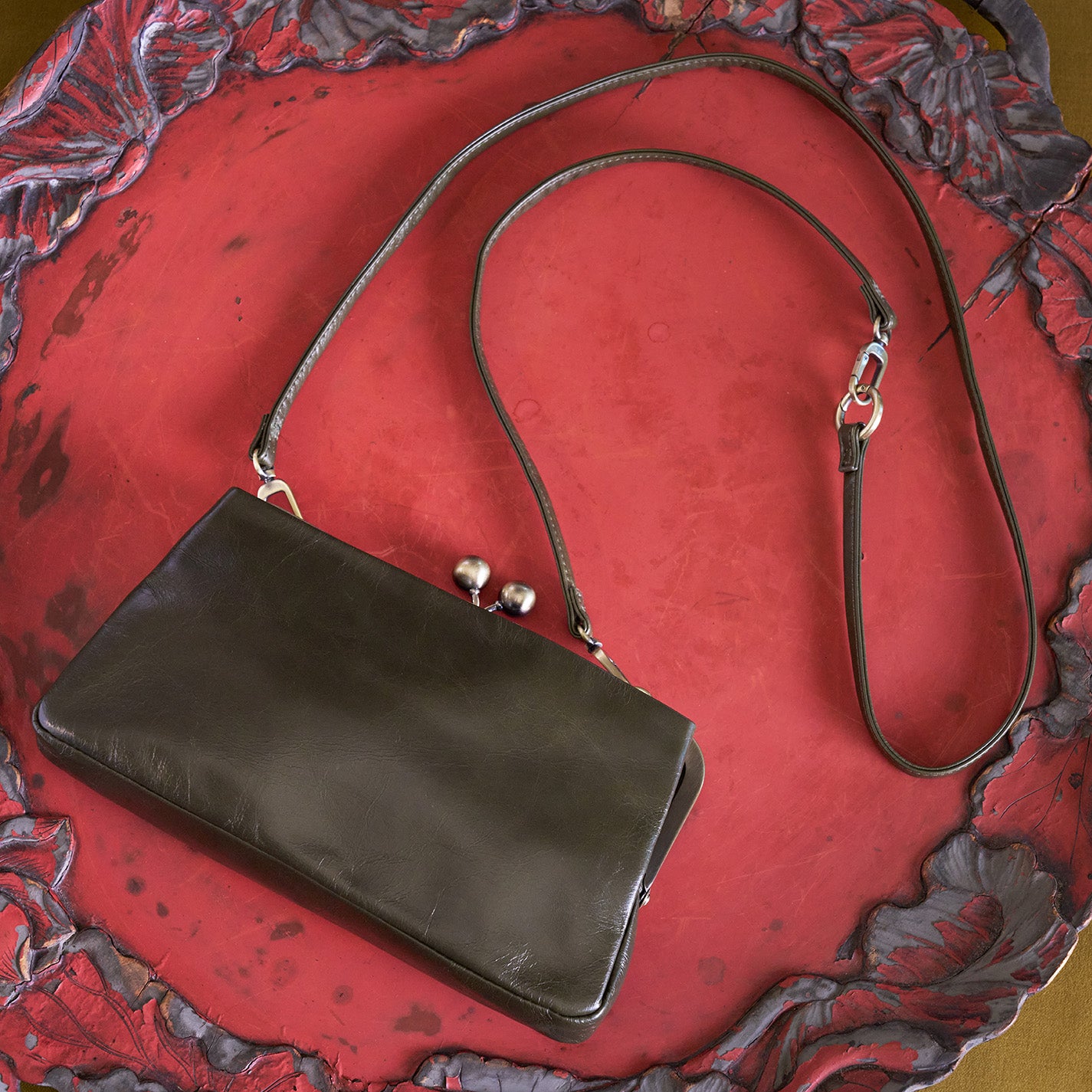 Lauren Frame Crossbody In Polished Leather – Deep Moss - HOBO