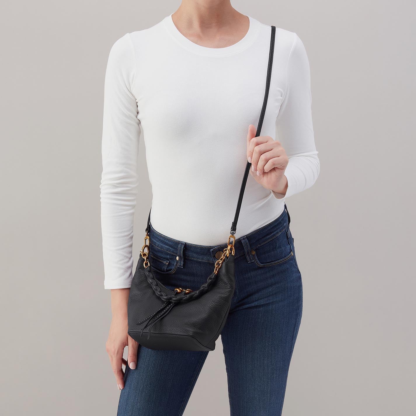 Astrid Small Crossbody in Pebbled Leather – Black - HOBO