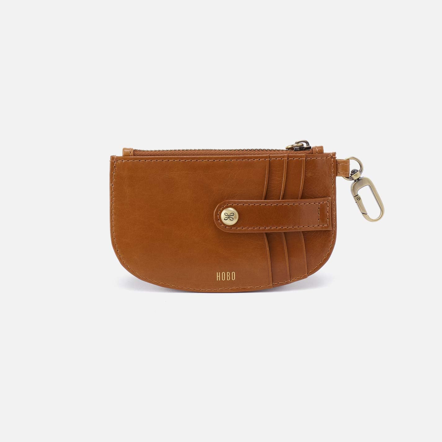 Luna Card Pouch in Polished Leather – Truffle - HOBO
