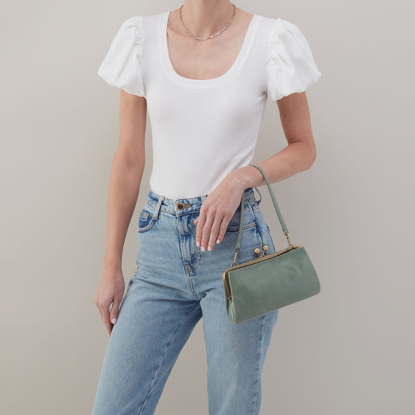 Lauren Frame Crossbody In Polished Leather – Jade - HOBO