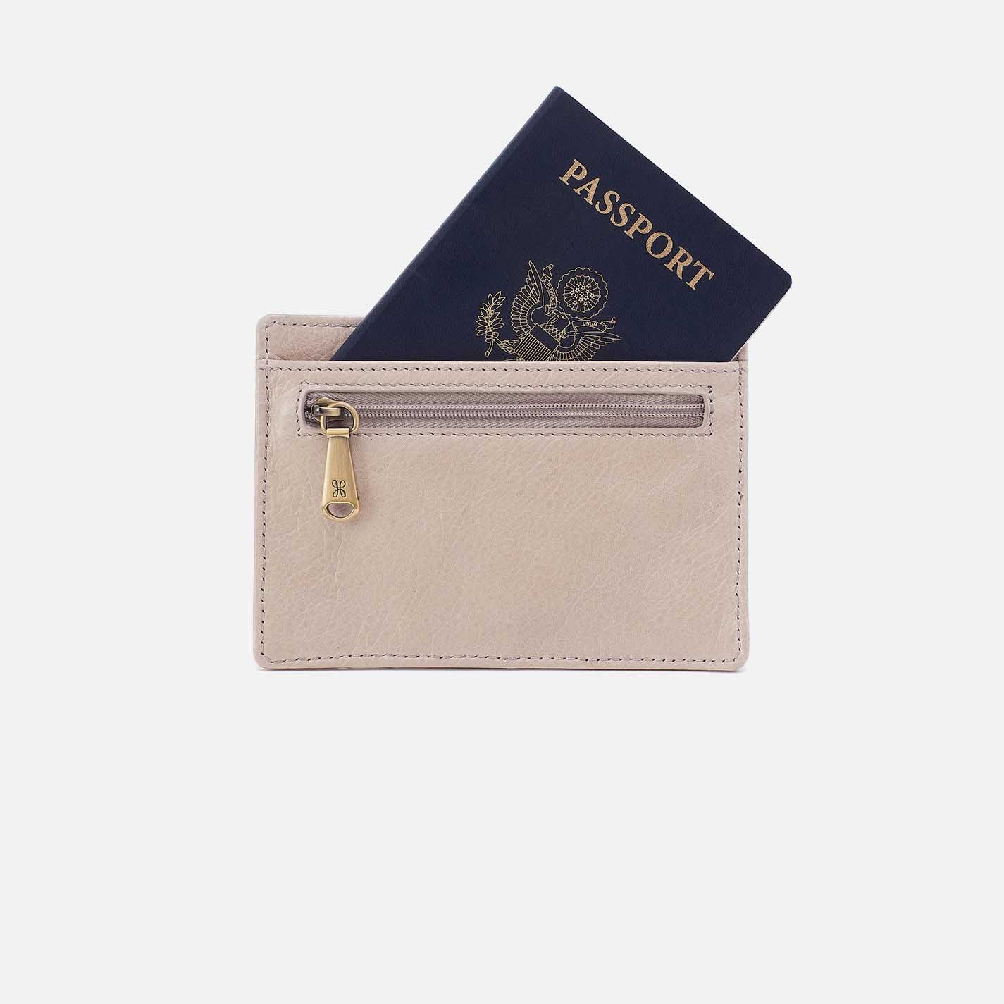 Euro Slide Card Case in Aniline Gloss Leather – Stone Gloss - HOBO