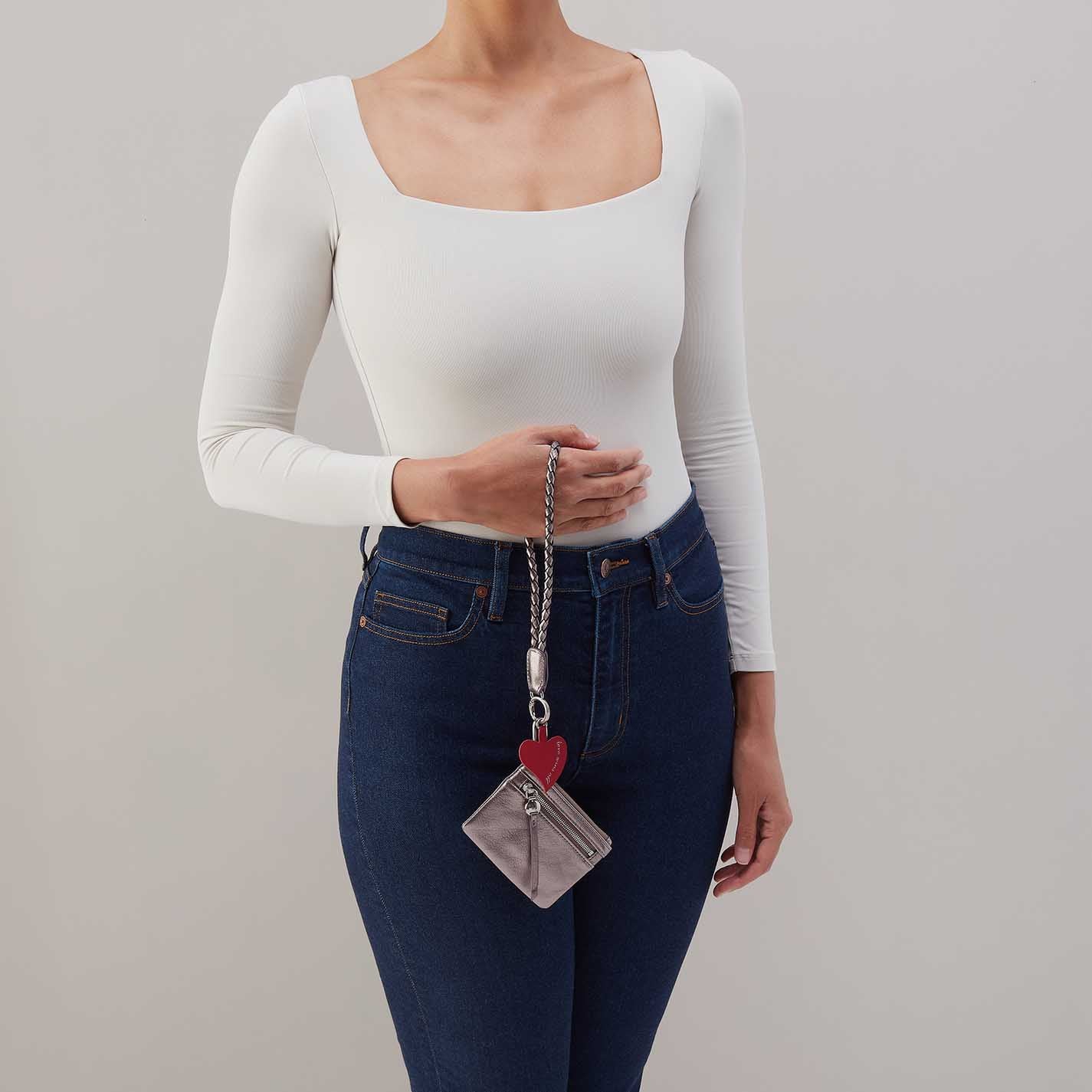 Lasso Phone Wristlet in Metallic Leather – Pewter Spur - HOBO