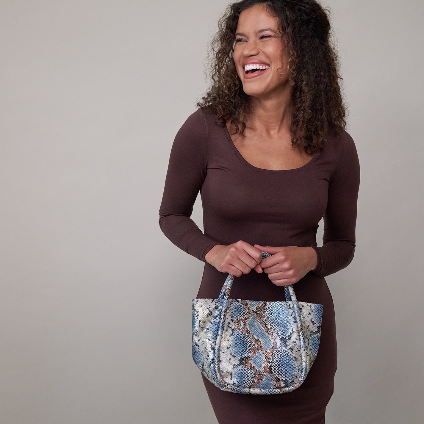 Margot Satchel In Printed Leather – Blue Tempest - HOBO