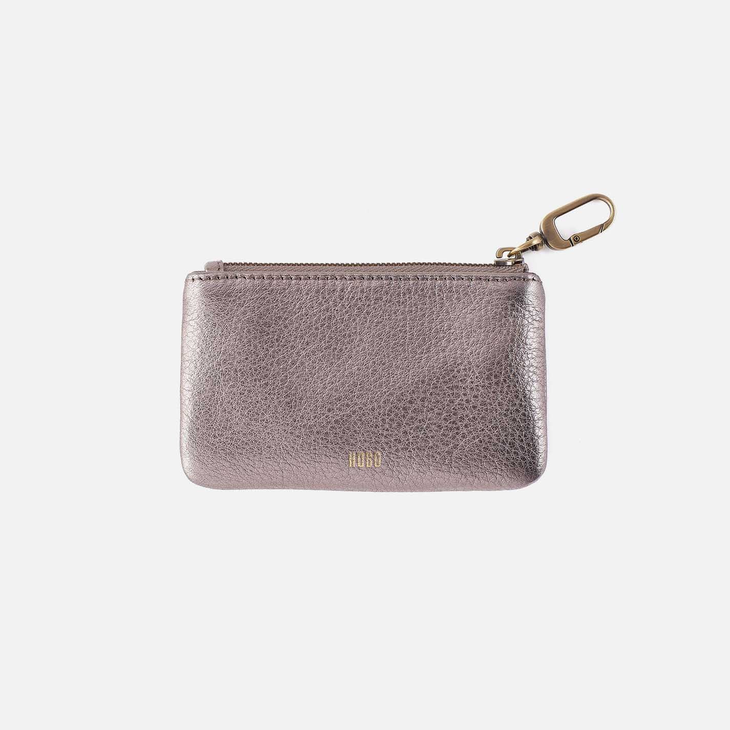 Sentiment Pouch in Metallic Leather – Pewter Spur - HOBO