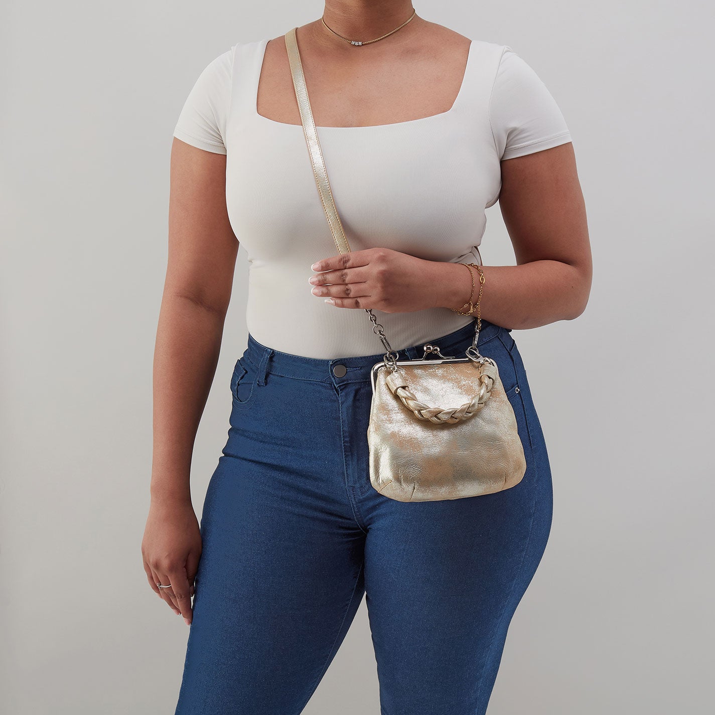 Alba Crossbody In Metallic Leather – Saddle Stardust - HOBO