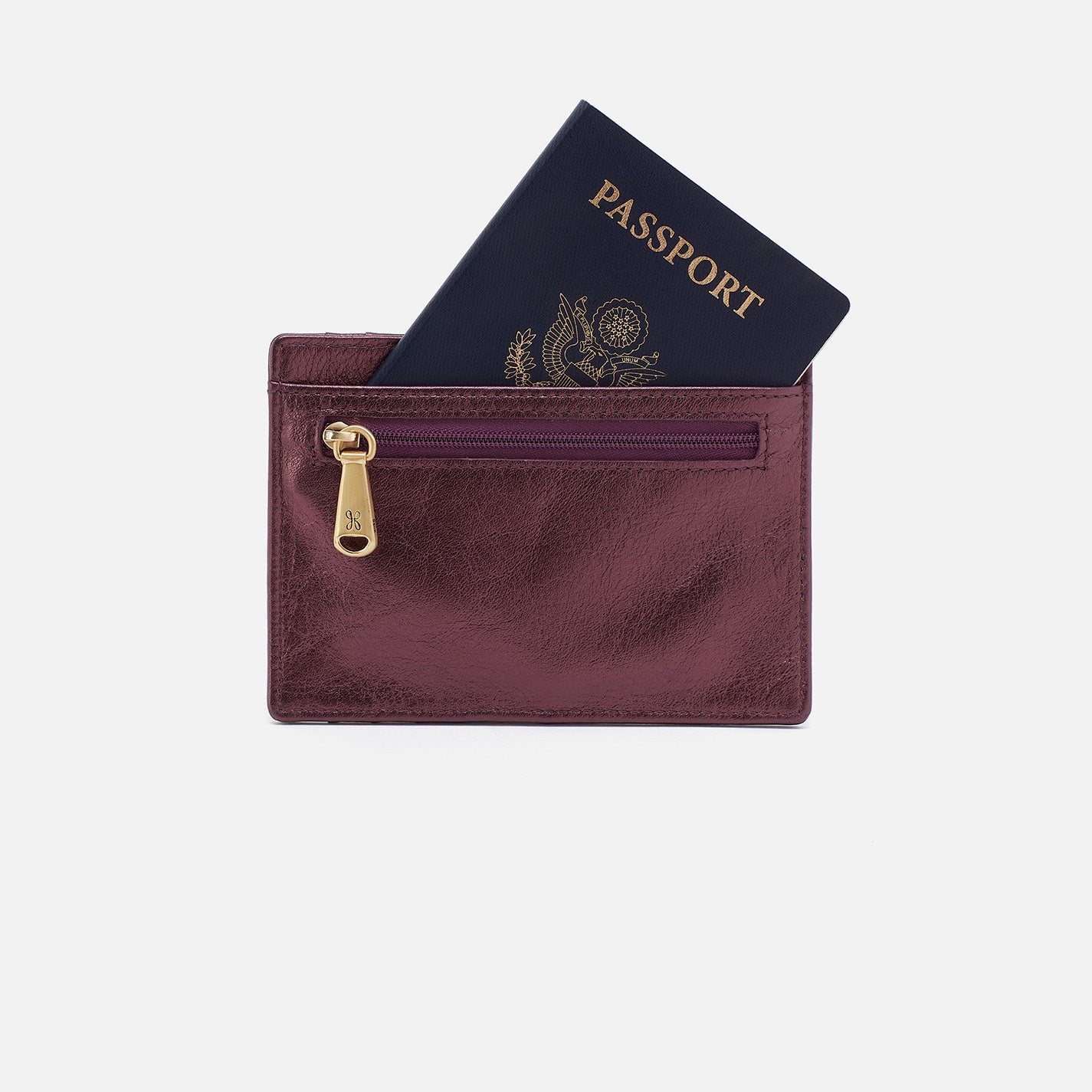 Euro Slide Card Case In Metallic Leather – Frosted Plum - HOBO