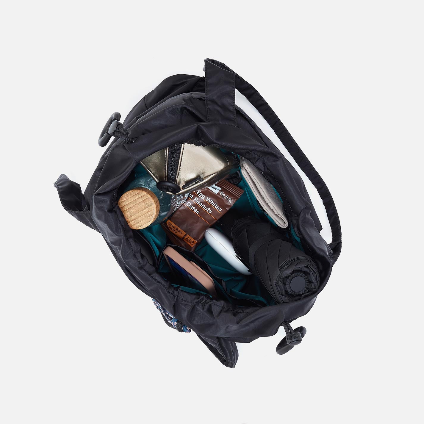 EASY DRAW Tote in CaRefiber recycled nylon – Jet - HOBO