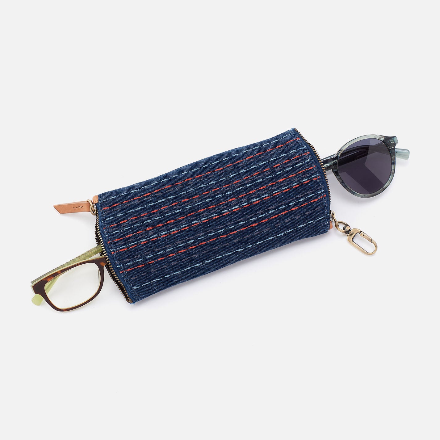 Spark Double Eyeglass Case In Denim Fabric – Dark Denim - HOBO