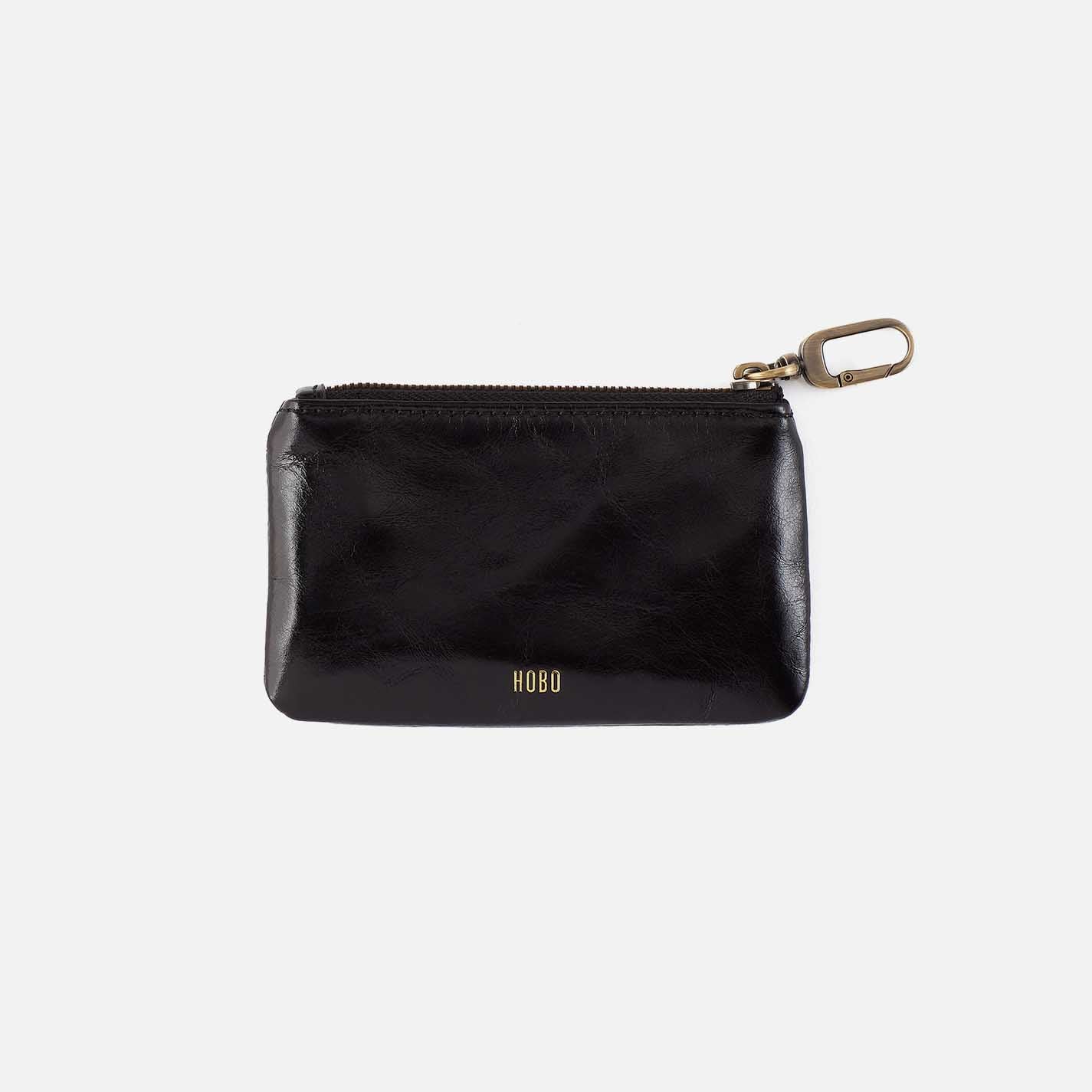 Sentiment Pouch in Polished Leather – Black - HOBO