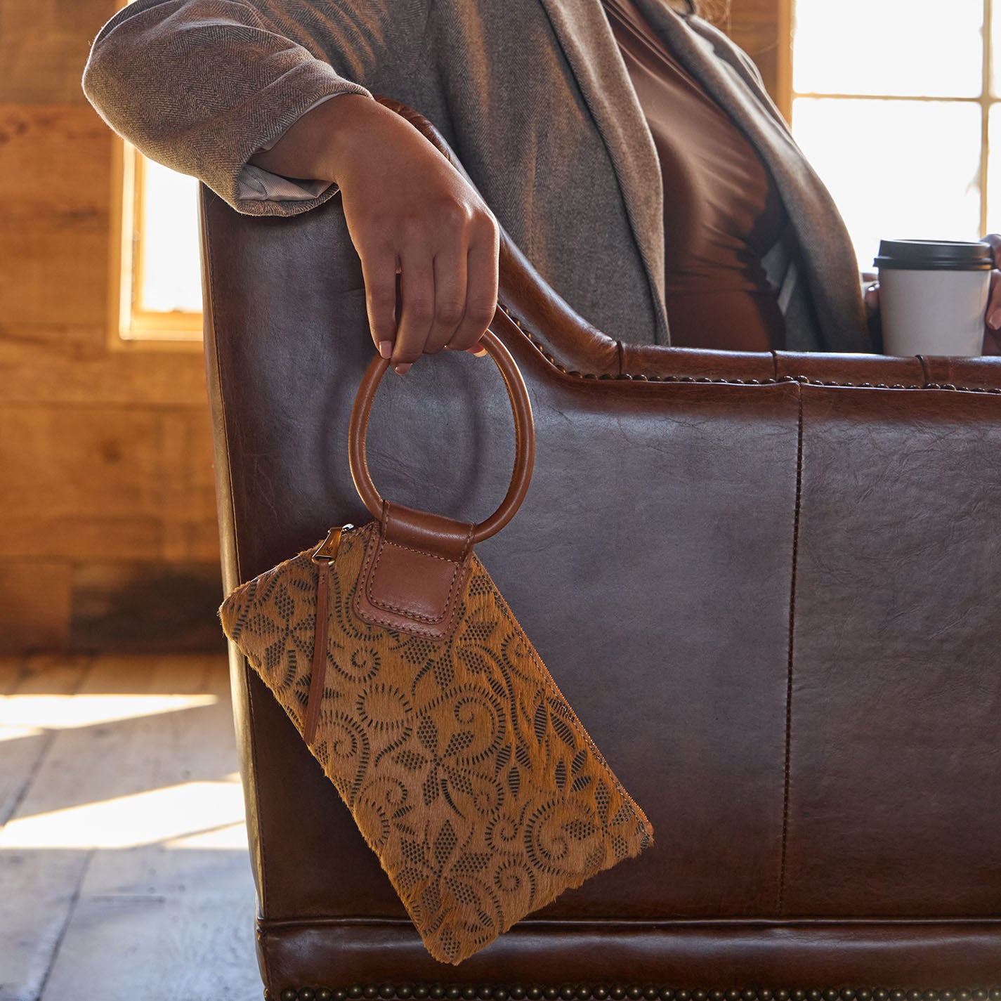 Sable Wristlet in Hair-On Leather – Harvest Wheat Hair-On - HOBO