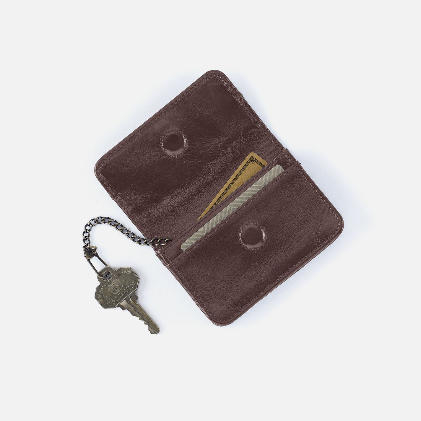Jill Flap Card Case in Polished Leather – Hearthstone - HOBO