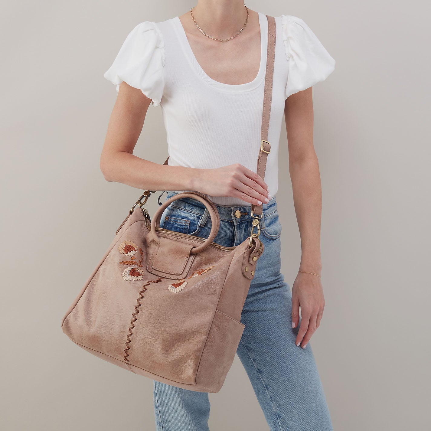 Sheila Large Satchel In Buffed Leather – Hazel - HOBO