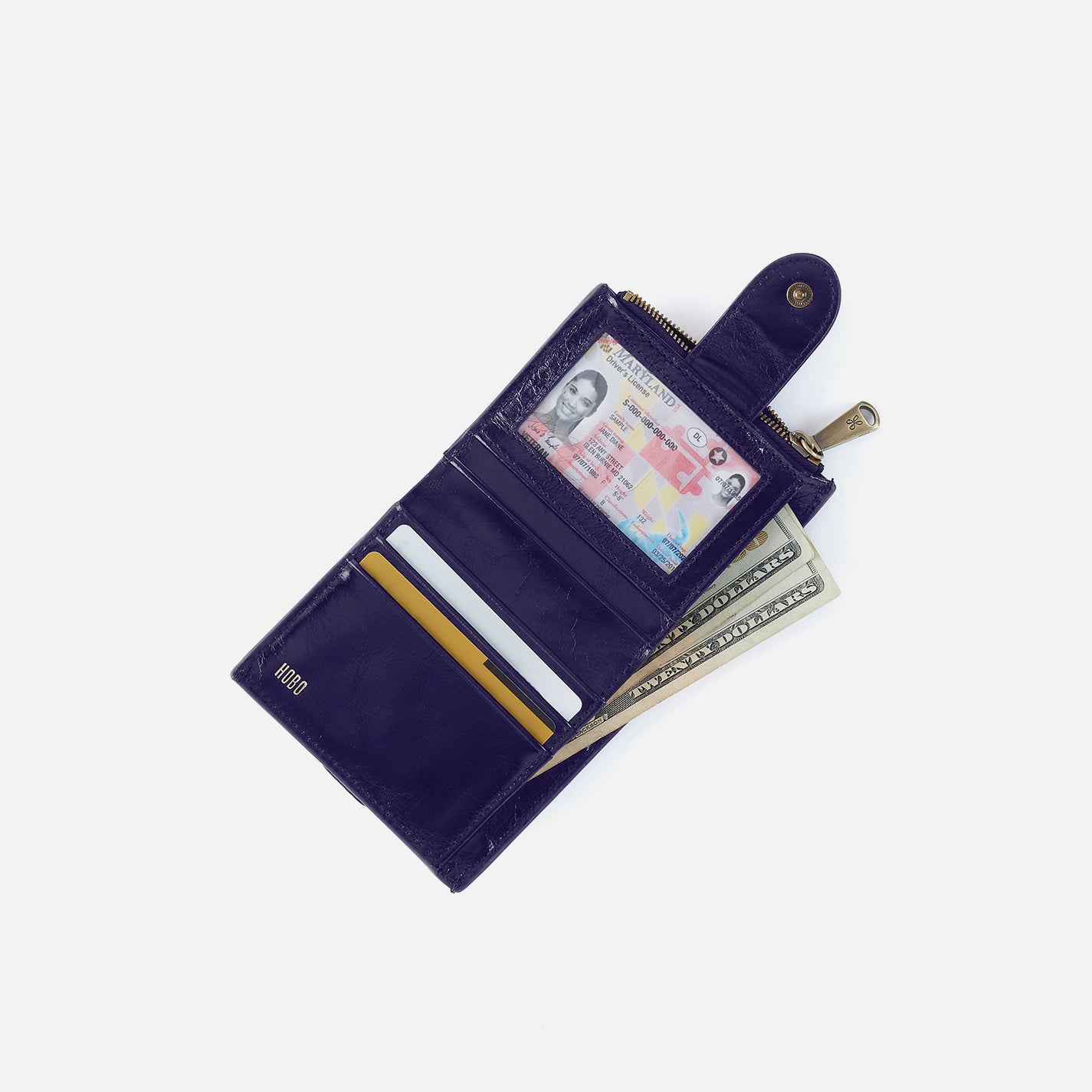 Dunn Mini Wallet in Polished Leather – Winter Violet - HOBO