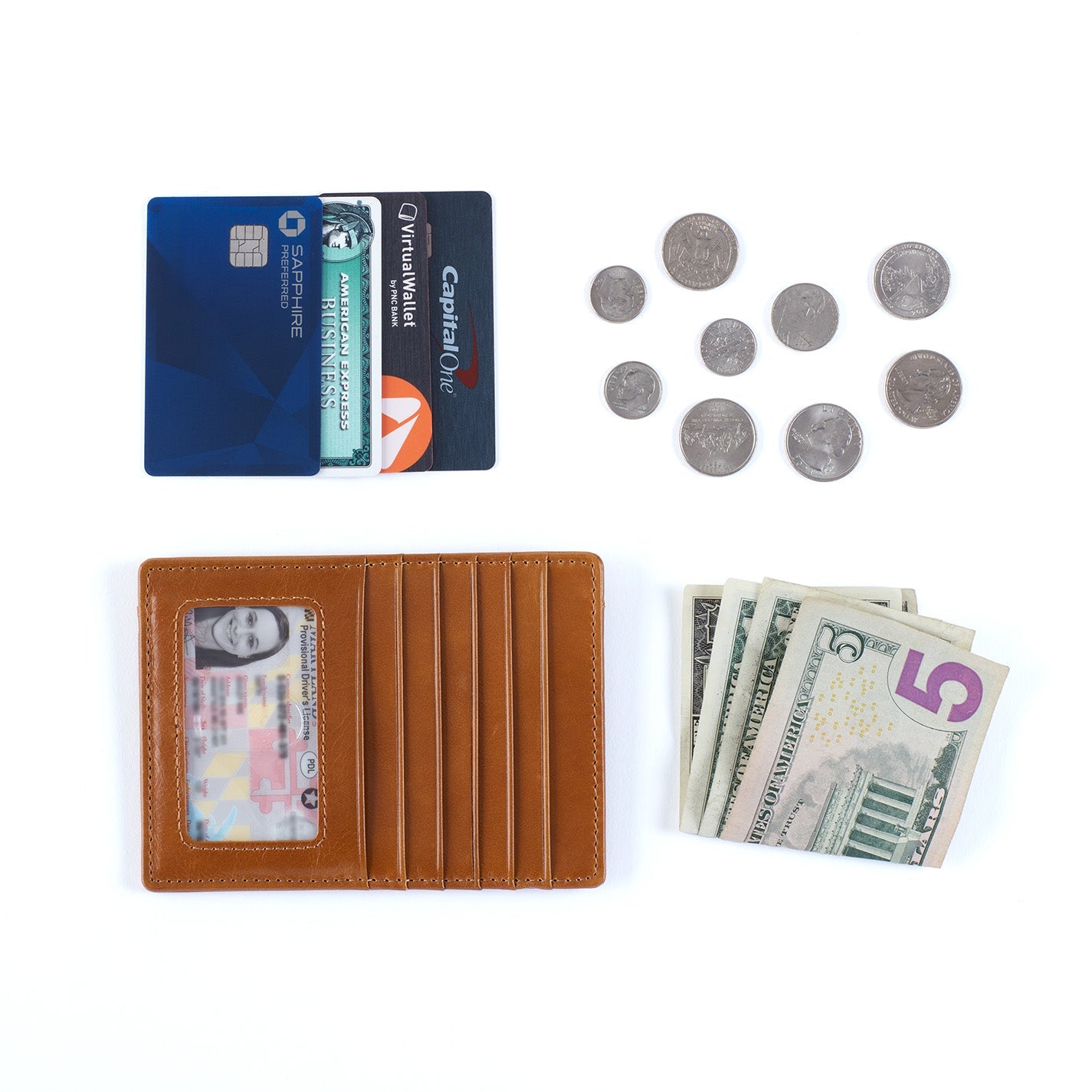 Euro Slide Card Case in Polished Leather – Black - HOBO