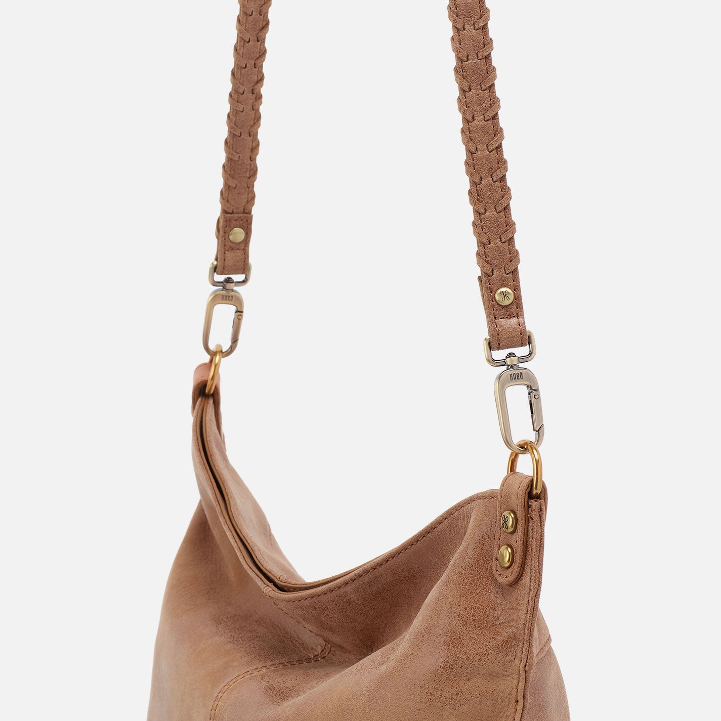 Thin Braided Strap in Buffed Leather – Whiskey - HOBO